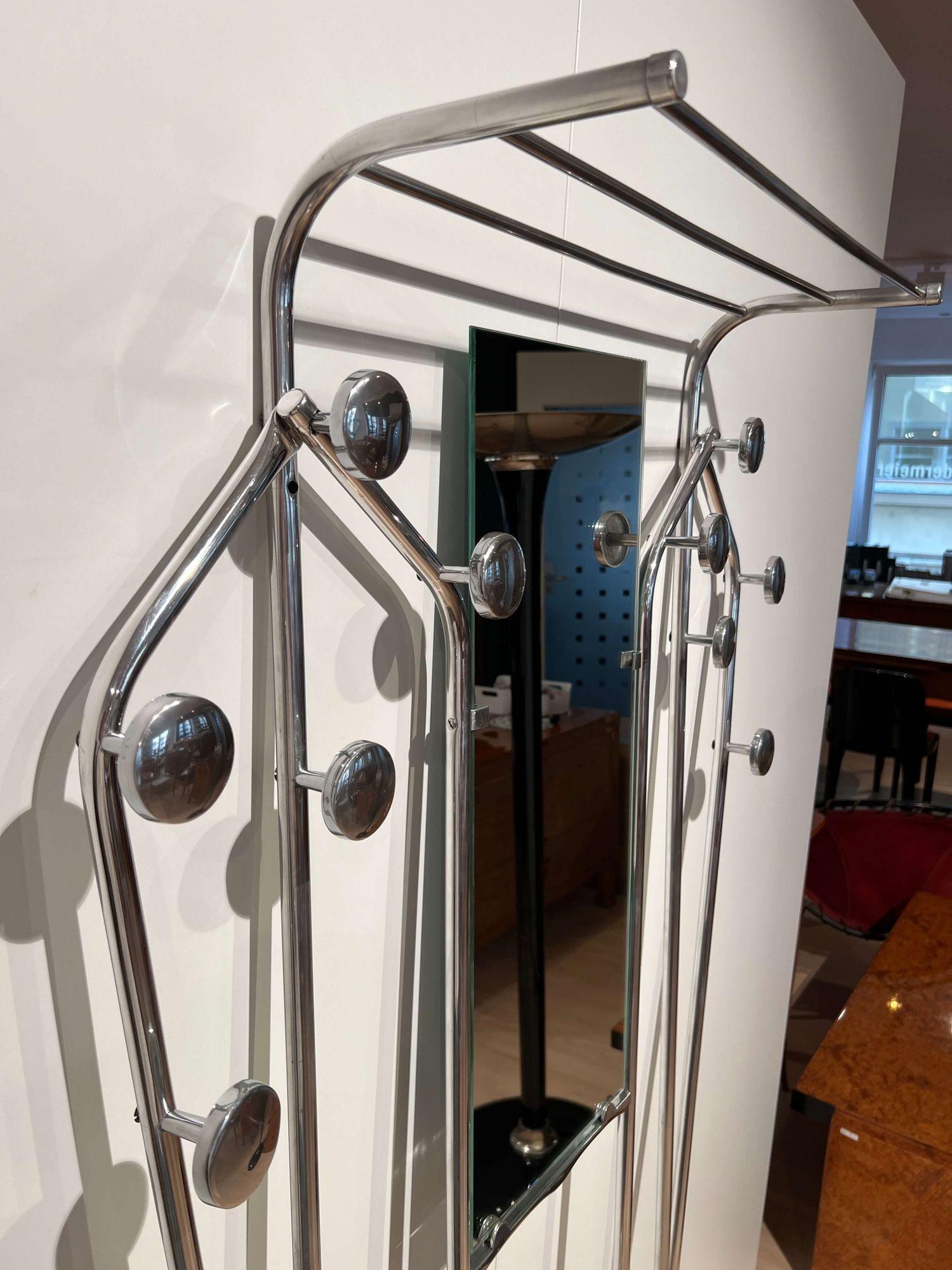 Art Deco Wardrobe with Mirror, Aluminum Tubes, France circa 1930 For Sale 5