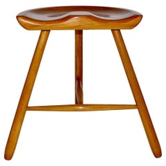 Art Deco Warm Brown Maple Stool Three Legs Saddle Seat circa 1933 Vienna