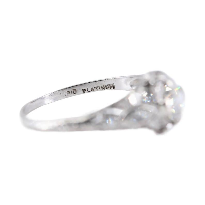 Art Deco was European Cut Diamond Engagement Ring in Platinum For Sale 2