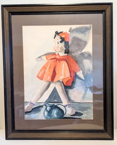 Art Deco Watercolor, Little Lulu Doll