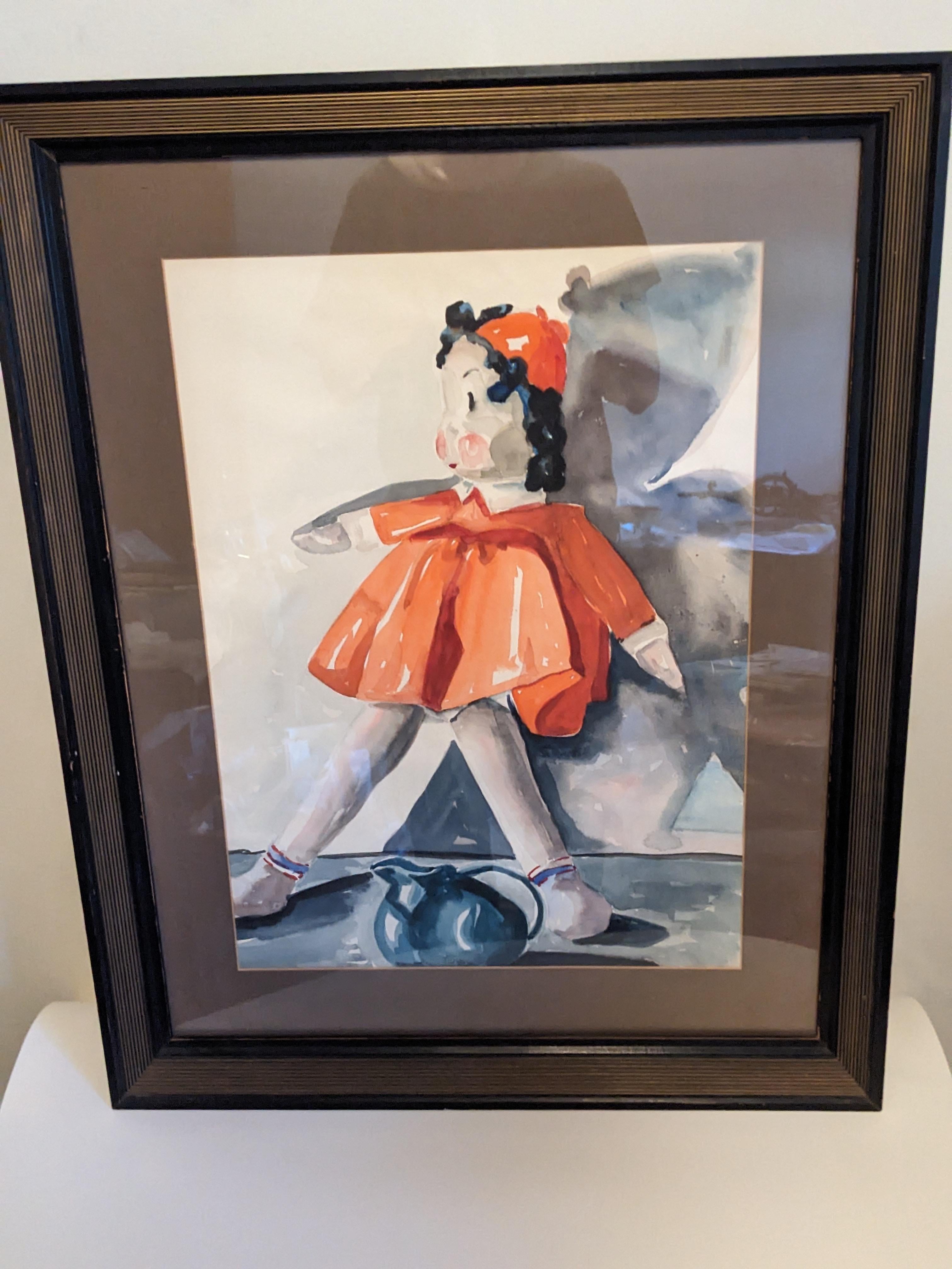 Américain Aquarelle de petite poupée Lulu en vente