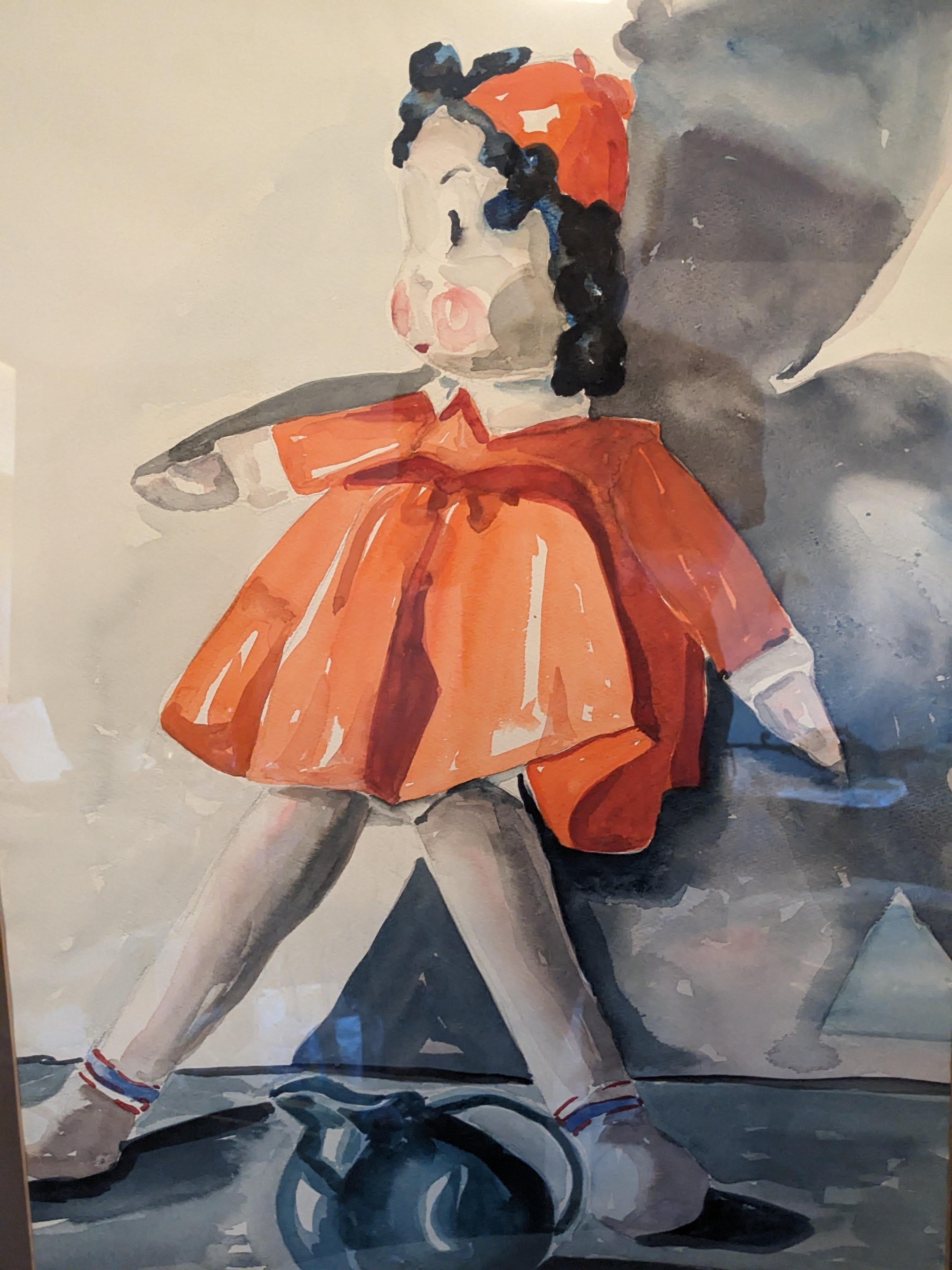 Aquarelle de petite poupée Lulu Bon état - En vente à Riverdale, NY
