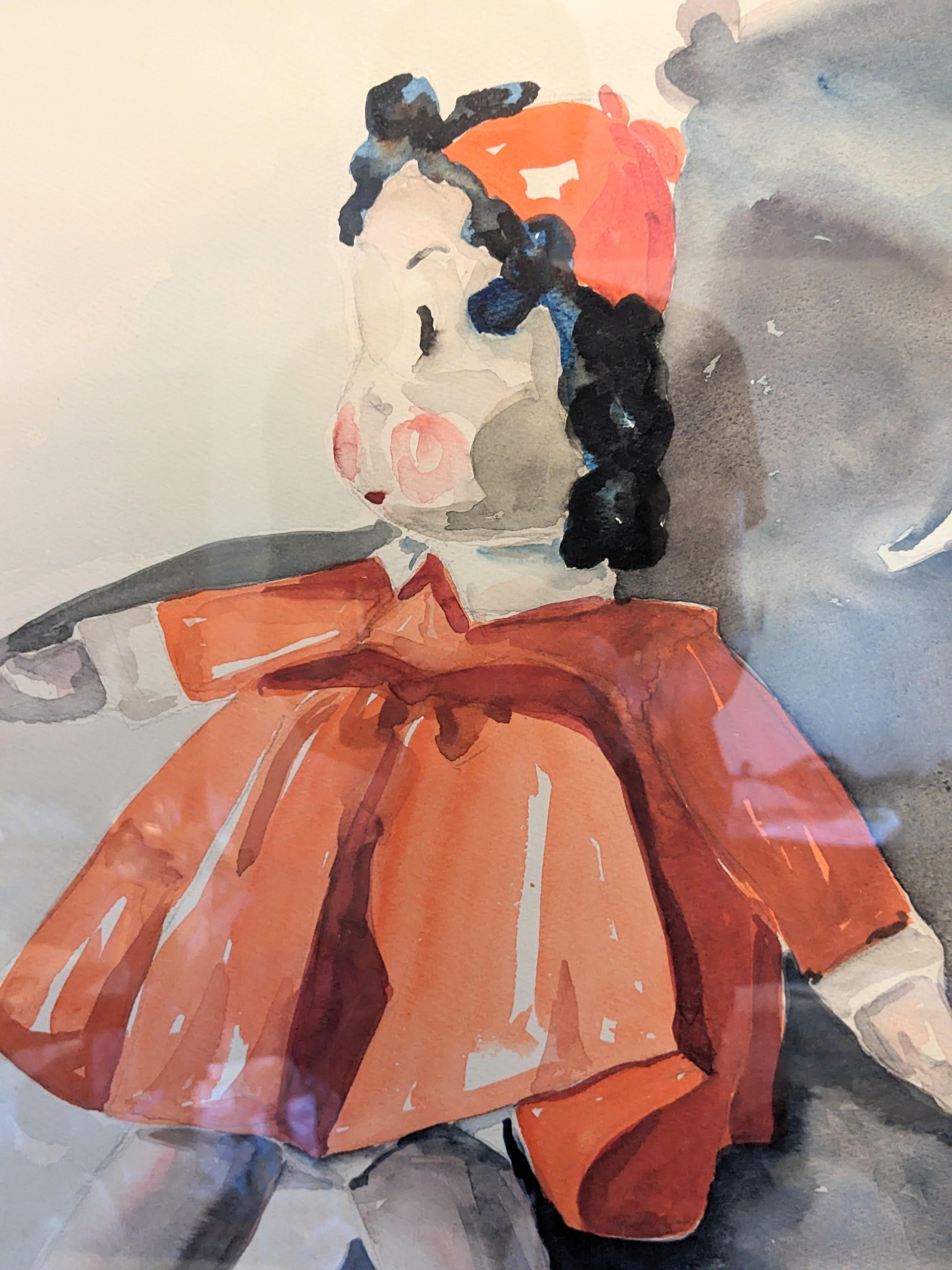 Milieu du XXe siècle Aquarelle de petite poupée Lulu en vente