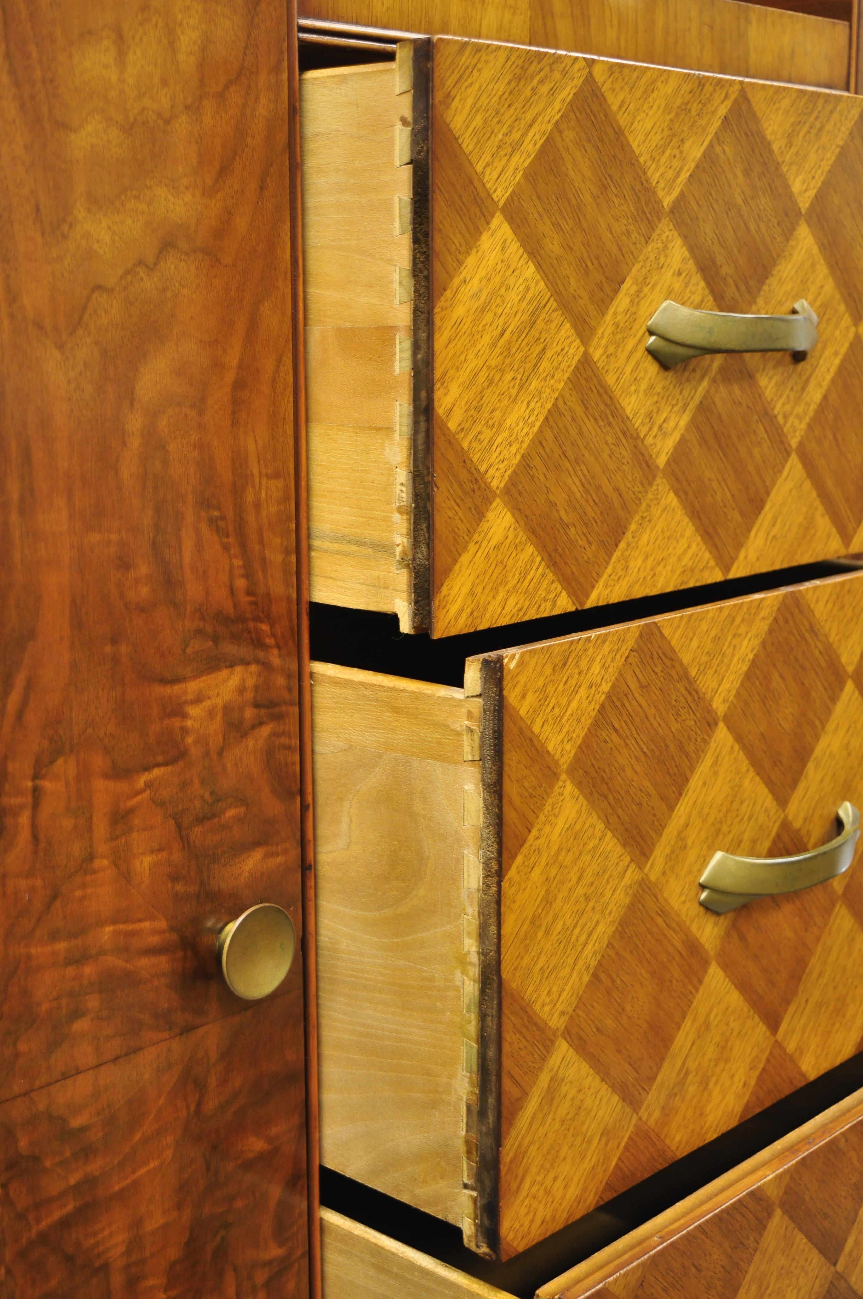 Veneer Art Deco Waterfall Chest Dresser Armoire Wardrobe Cedar Chest Mirror by Tri-Bond