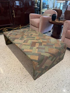 Art Deco Waterfall Coffee Table in Patched Polychrome Galuchat (shagreen)