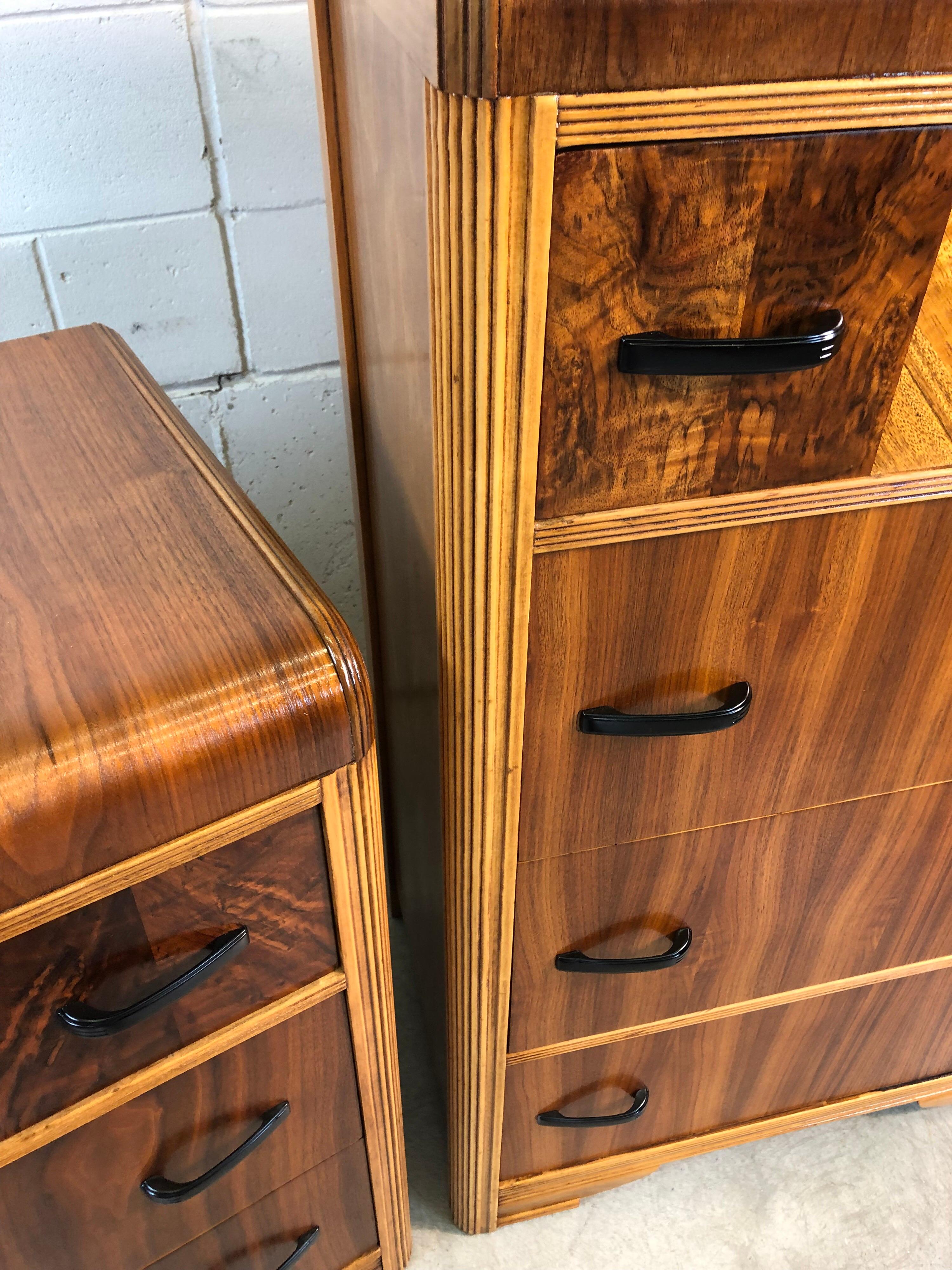 Art Deco Waterfall Dressers, Pair For Sale 2