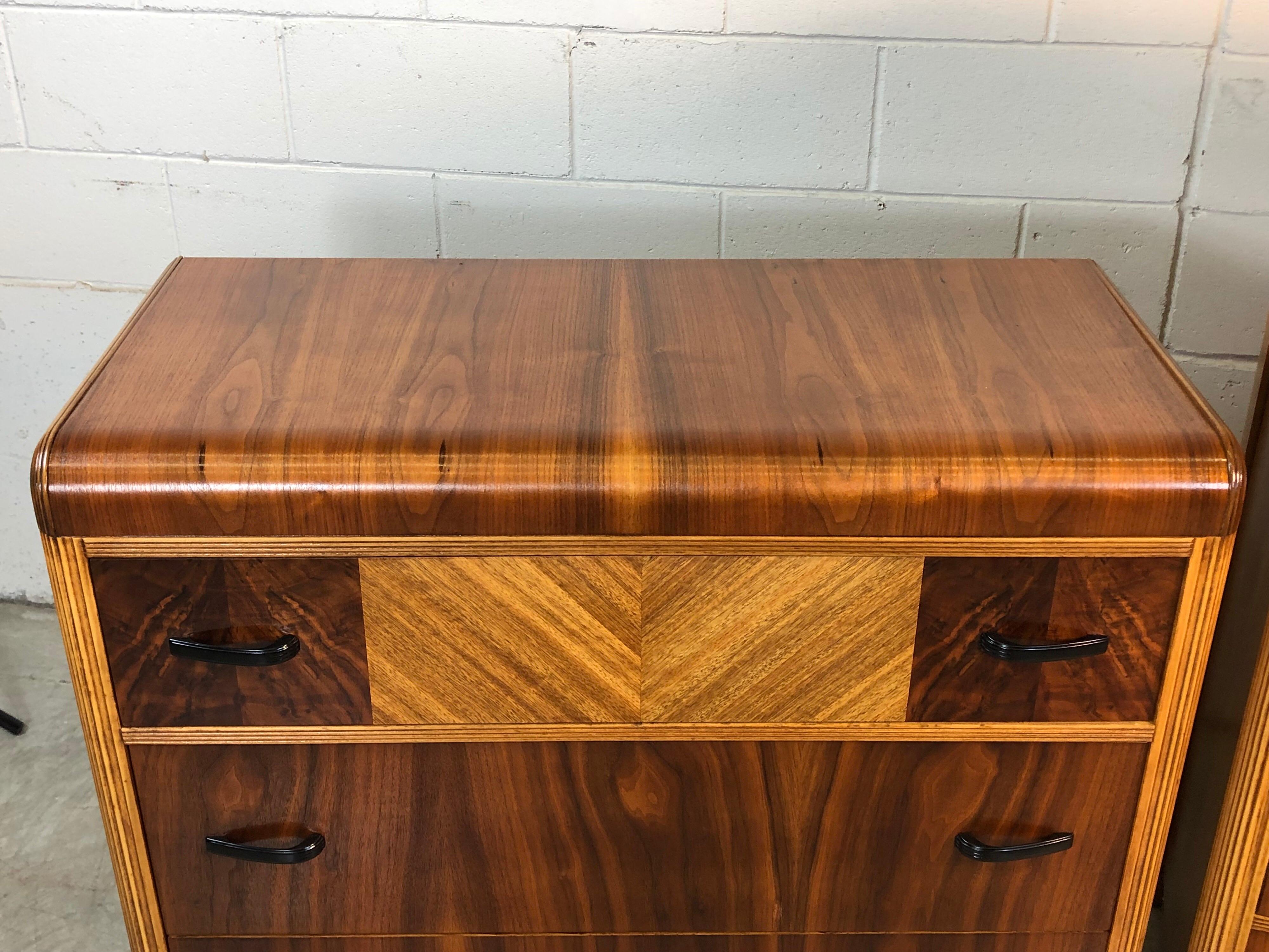 American Art Deco Waterfall Dressers, Pair For Sale