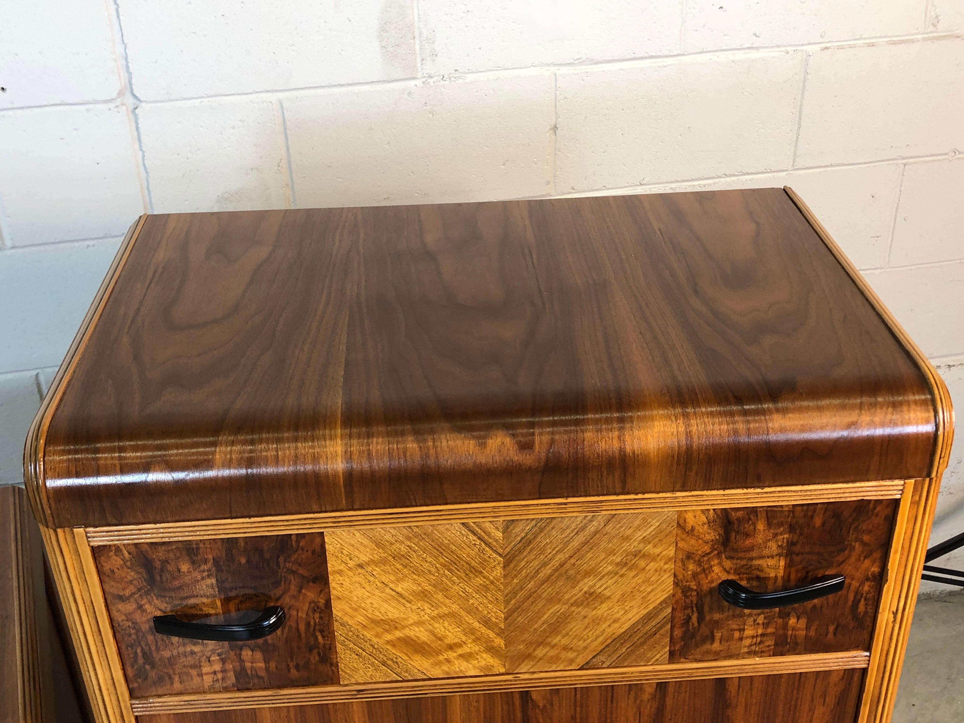 Art Deco Waterfall Dressers, Pair In Good Condition For Sale In Amherst, NH