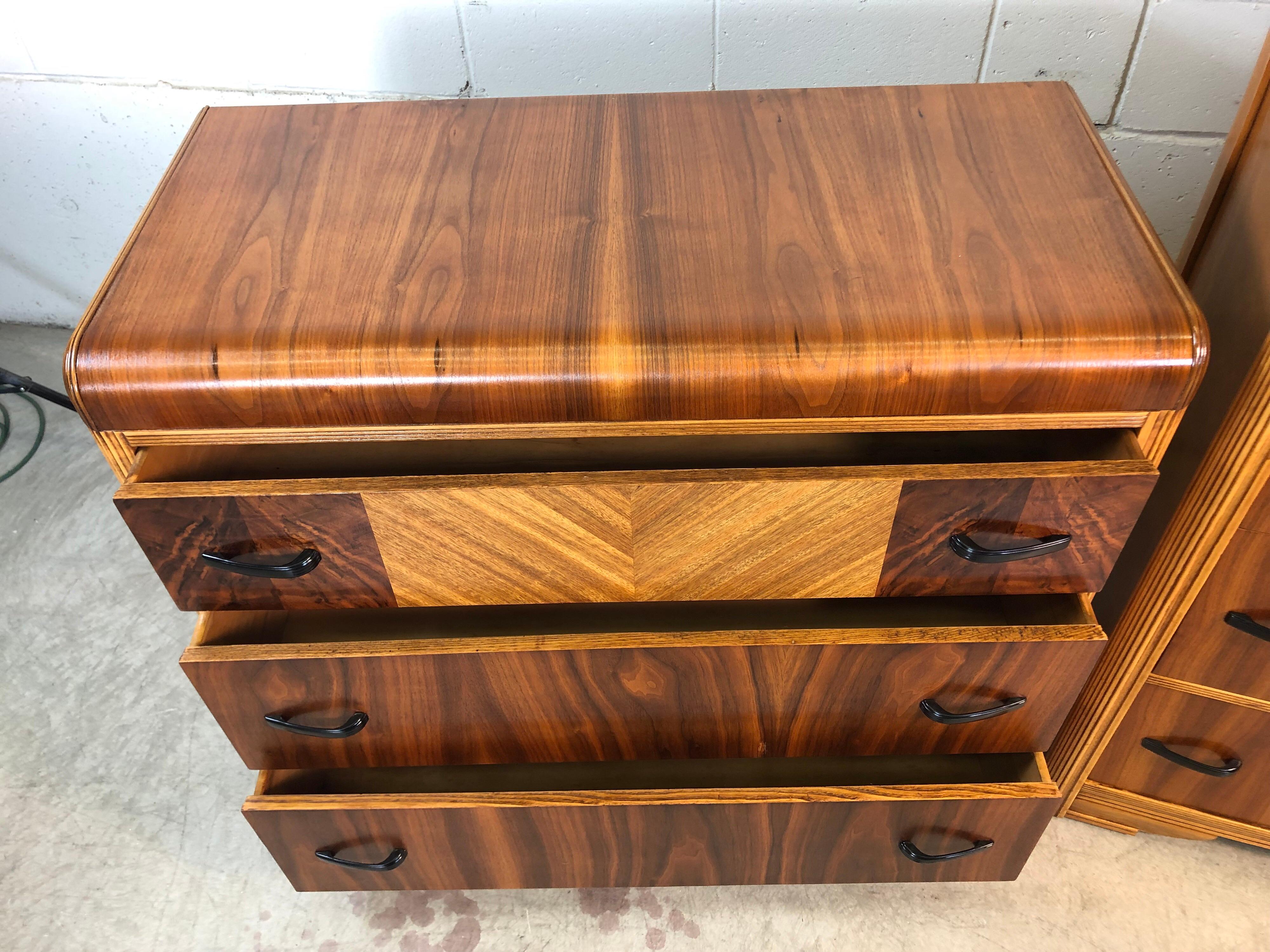 Art Deco Waterfall Dressers, Pair For Sale 1