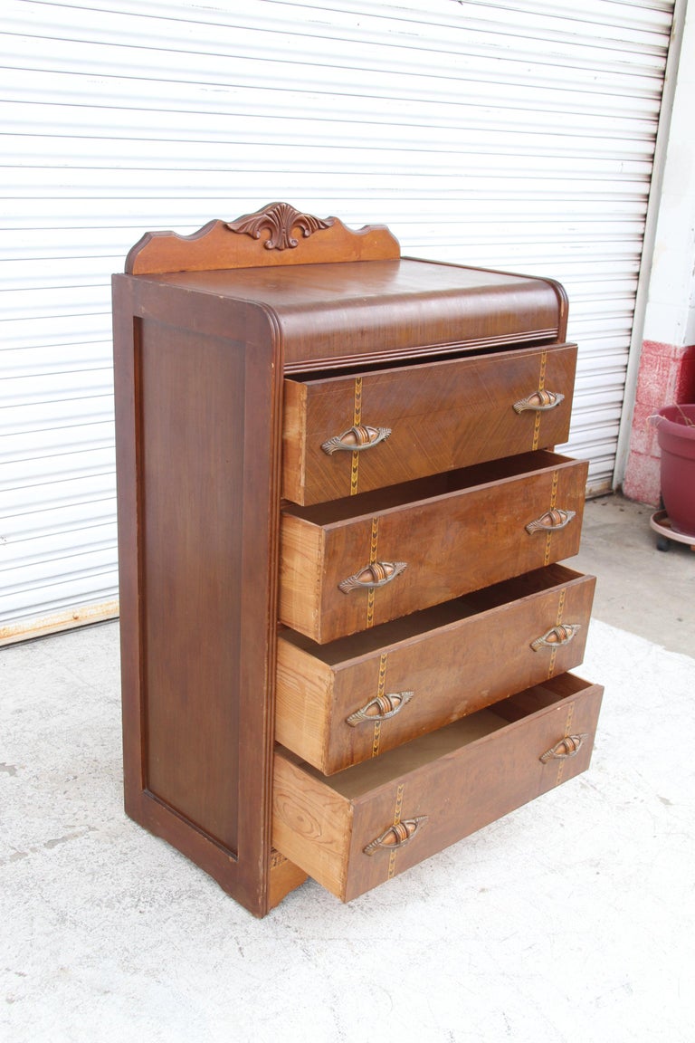 Art Deco Waterfall Front Chest For Sale at 1stDibs | waterfall bedroom  furniture 1940s, 1940s waterfall dresser, antique waterfall dresser