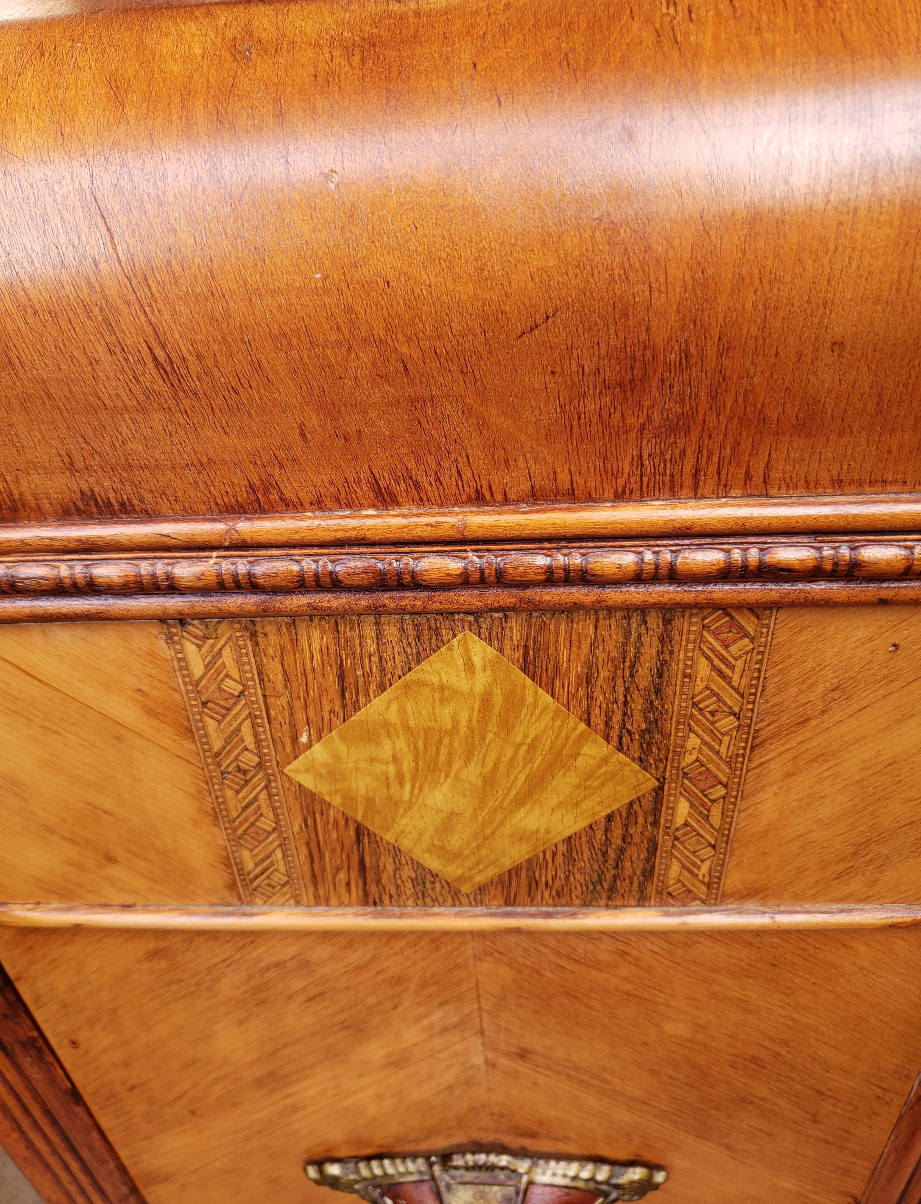 Art Deco Waterfall Side Table Nightstand, circa 1930s In Good Condition In Germantown, MD