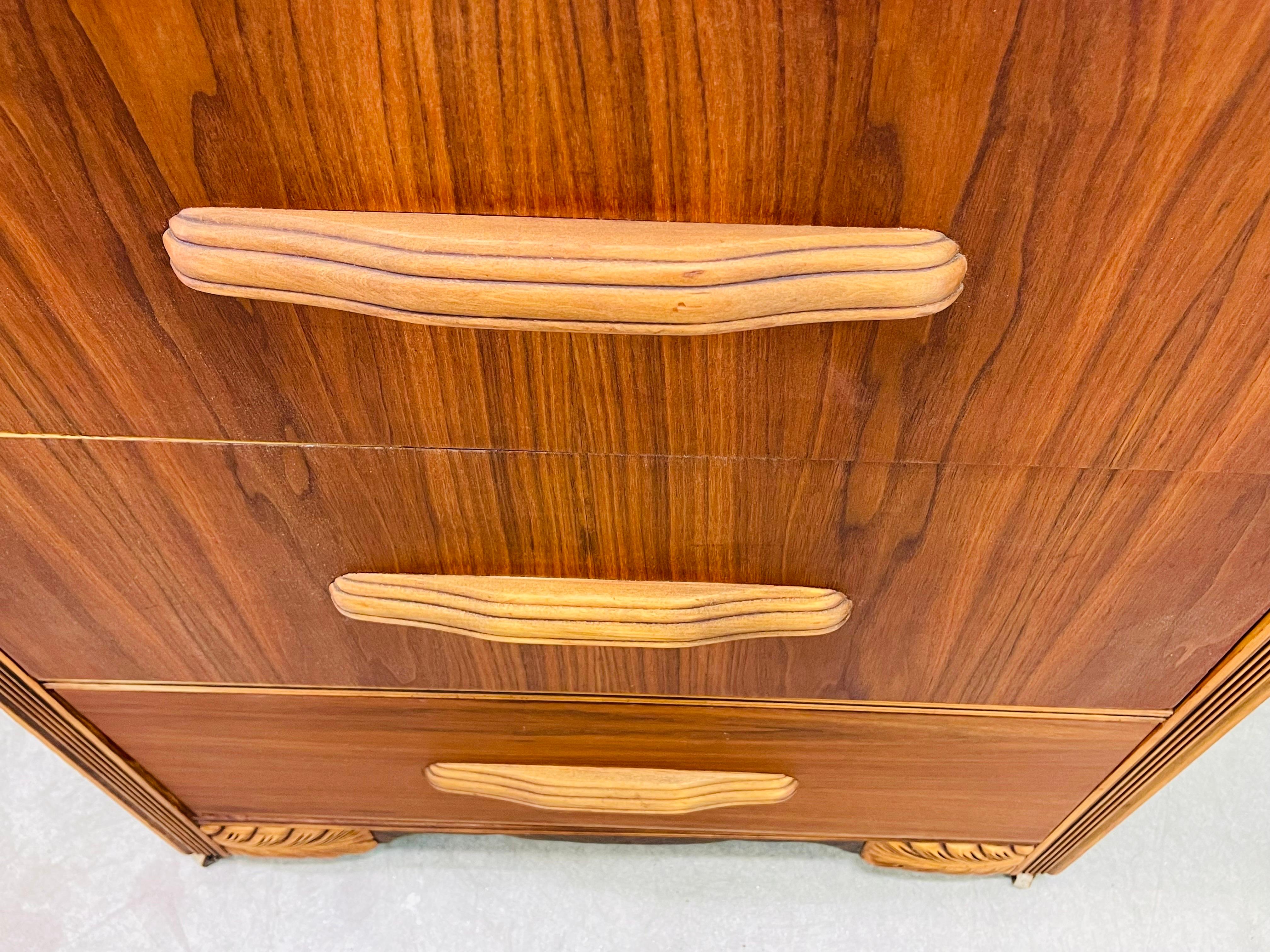 20th Century Art Deco Waterfall Style Tall Dresser