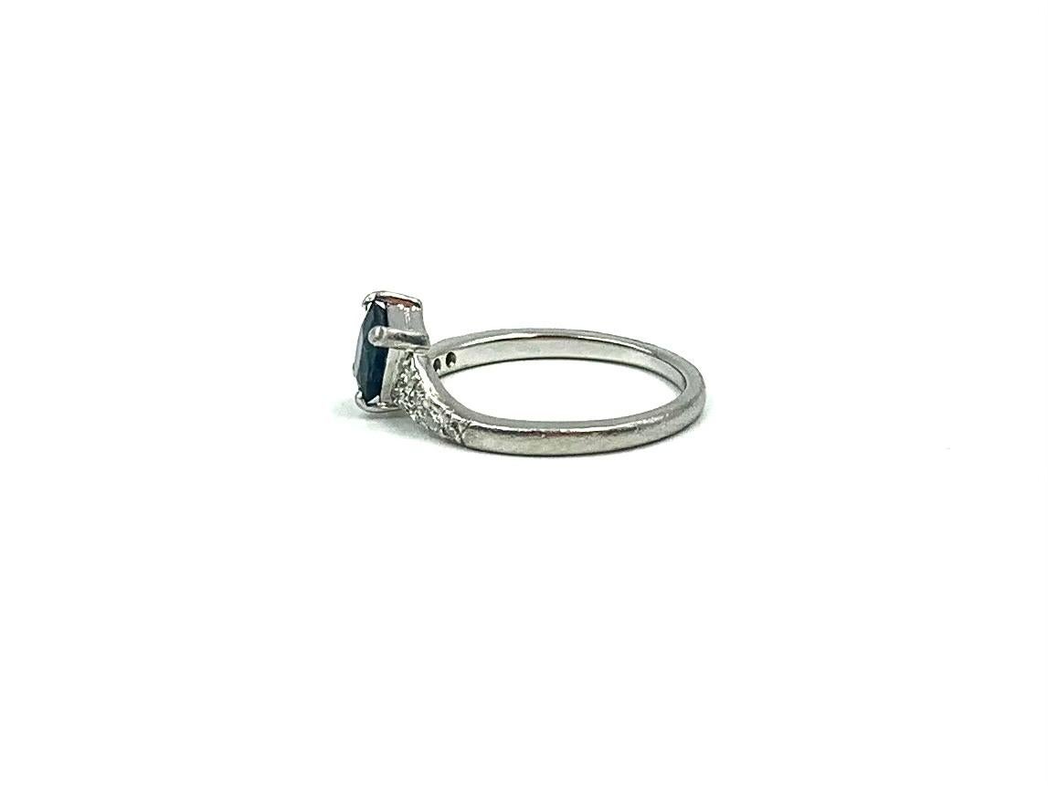 Art Deco Wedderien Natural Sapphire Diamond Platinum Comet Ring, GIA For Sale 3
