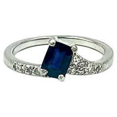 Antique Art Deco Wedderien Natural Sapphire Diamond Platinum Comet Ring, GIA