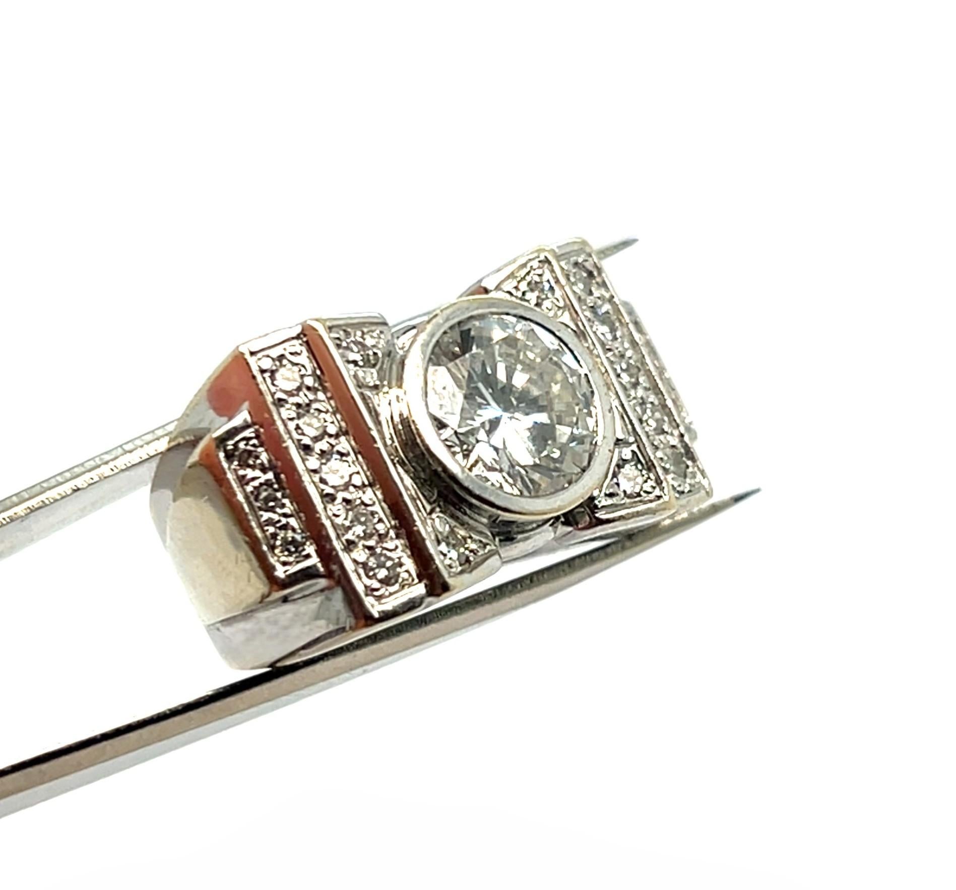 Art Deco Ehering 21 Diamanten 2,5 Karat 18 Karat Weißgold (Art déco) im Angebot
