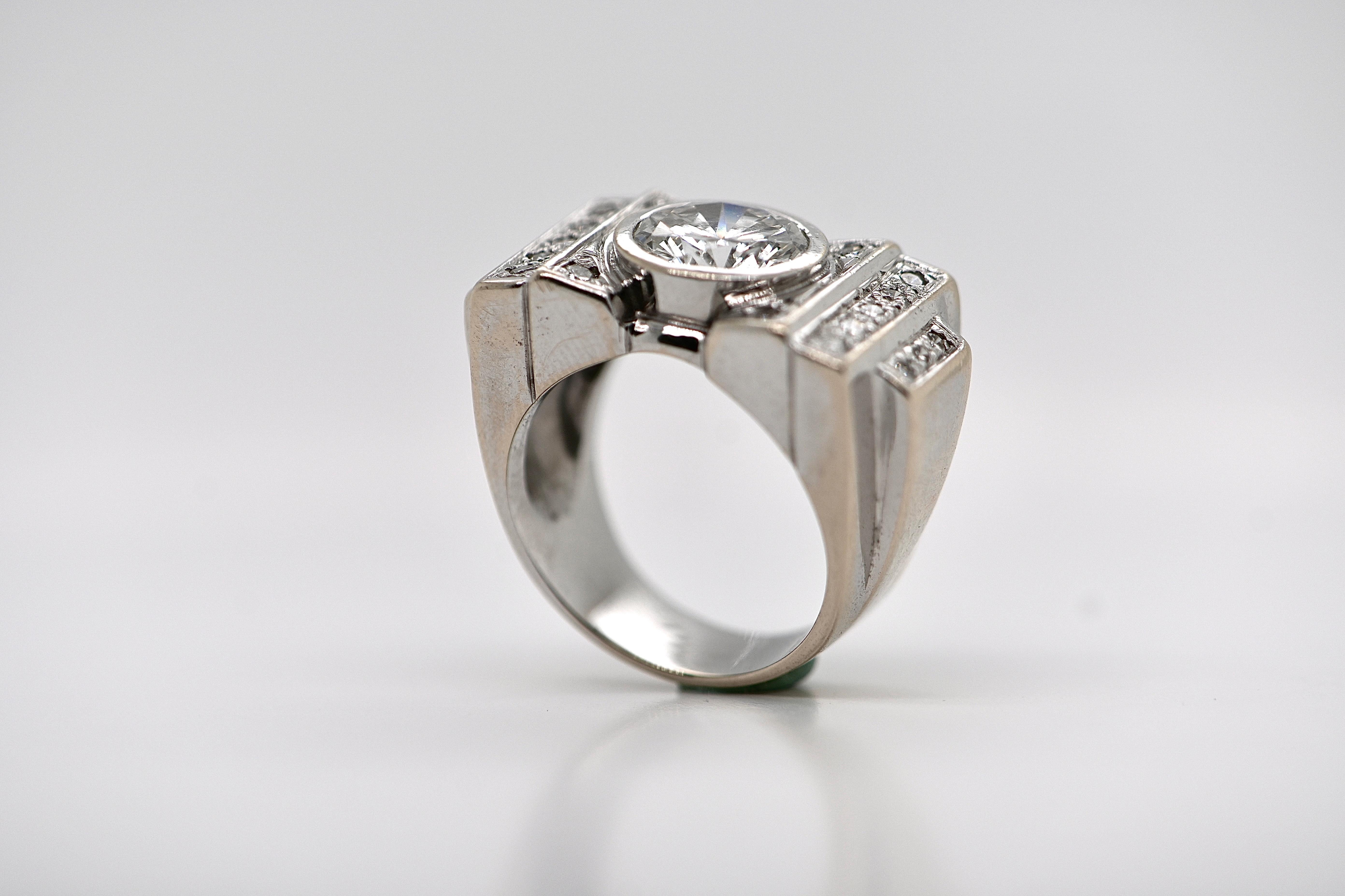 Art Deco Ehering 21 Diamanten 2,5 Karat 18 Karat Weißgold im Zustand „Hervorragend“ im Angebot in Vannes, FR