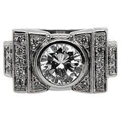Vintage Art Deco Wedding Ring 21 diamonds 2.5 Karat 18 Karat White Gold