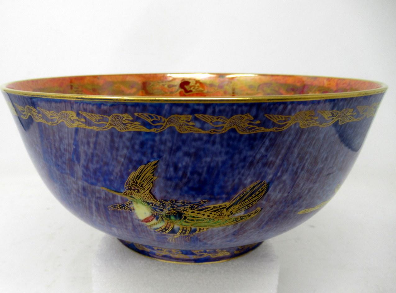 English Art Deco Wedgwood Celestial Chinese Dragon Lustre Ware Bowl Centerpiece, 1920s
