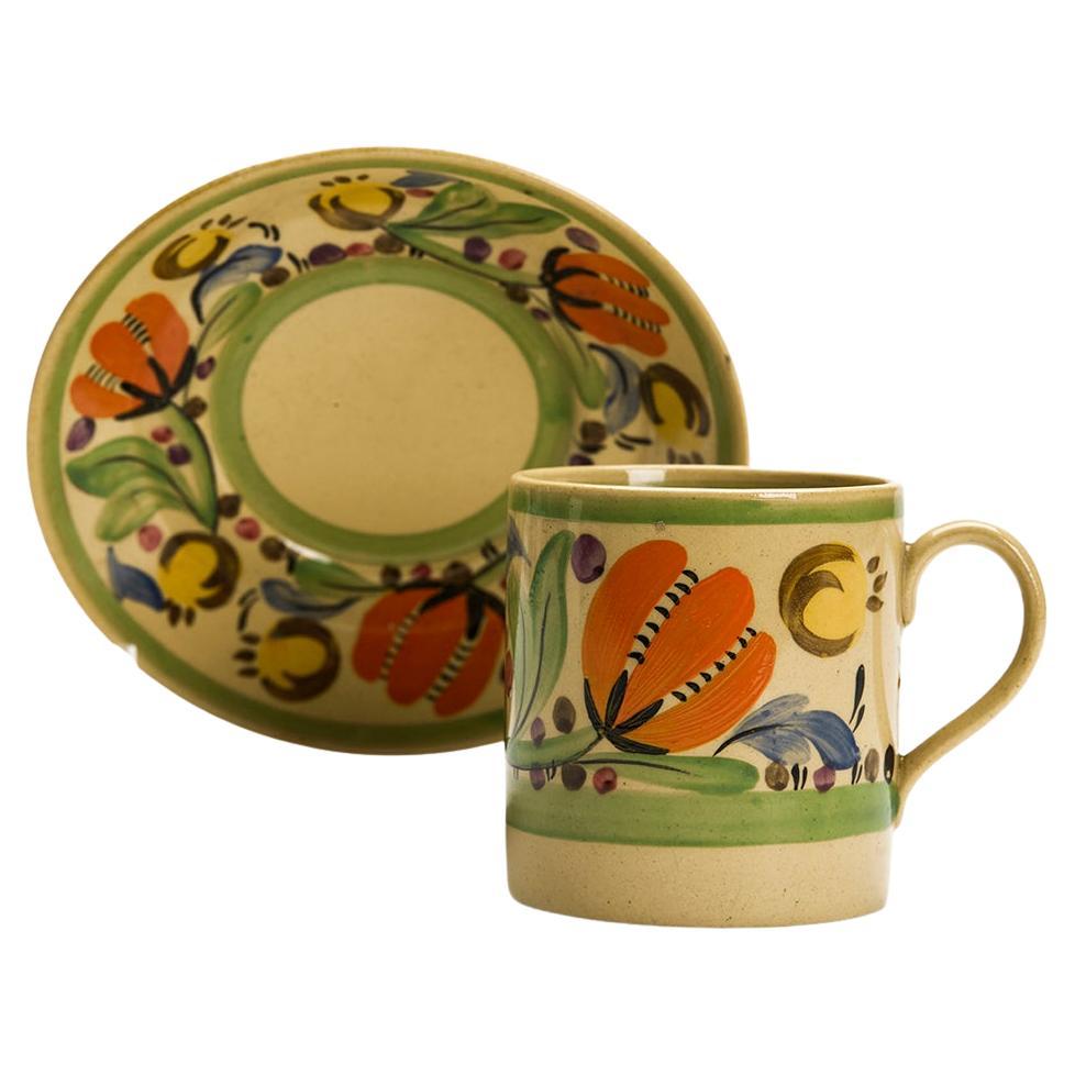 Millie Taplin tasse et soucoupe Art Déco Wedgwood peintes à motifs floraux