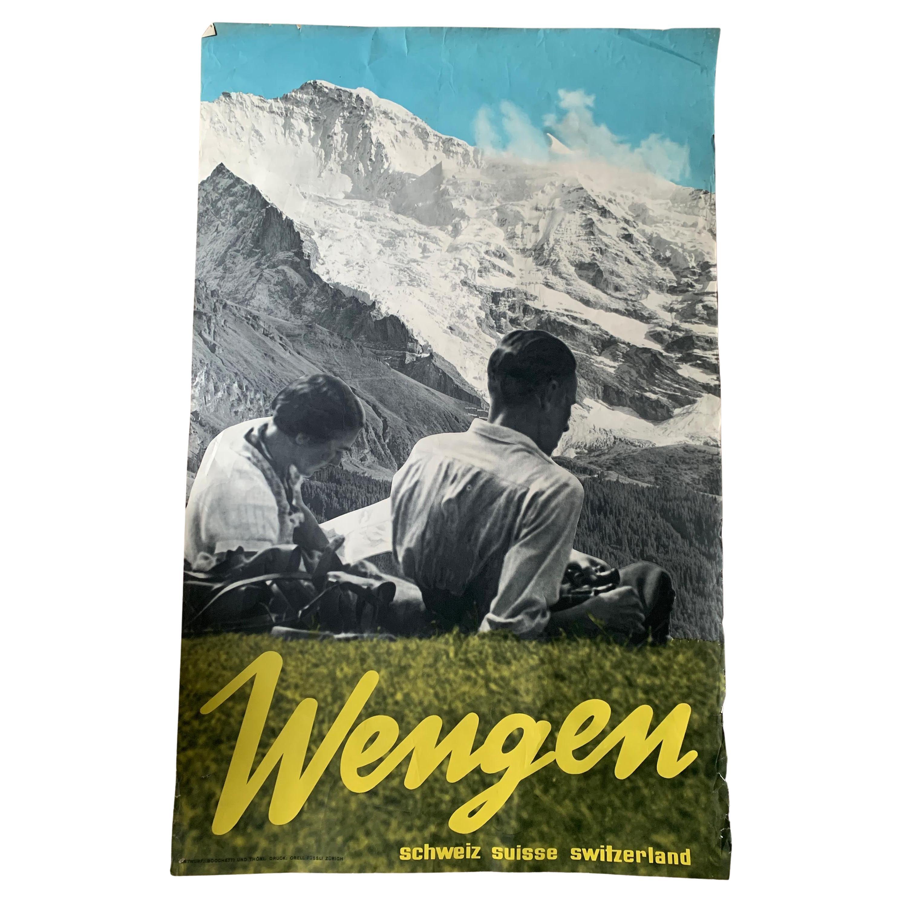 Art Deco "Wengen" Swiss Travel Colour Photo-Montage Lithograph Poster Hans Thoni