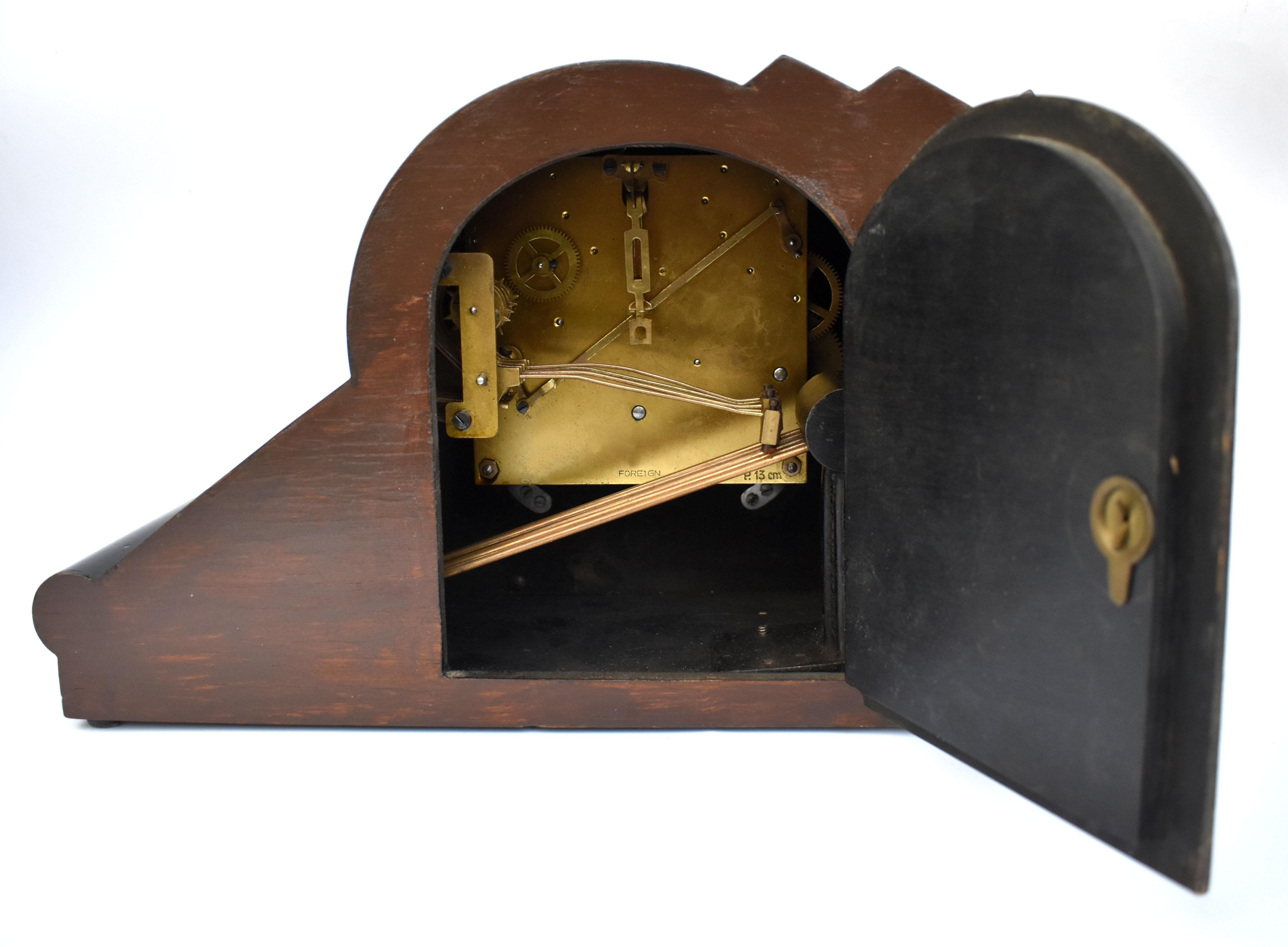 Art Deco Westminster Chime Mantle Clock, c1930 3