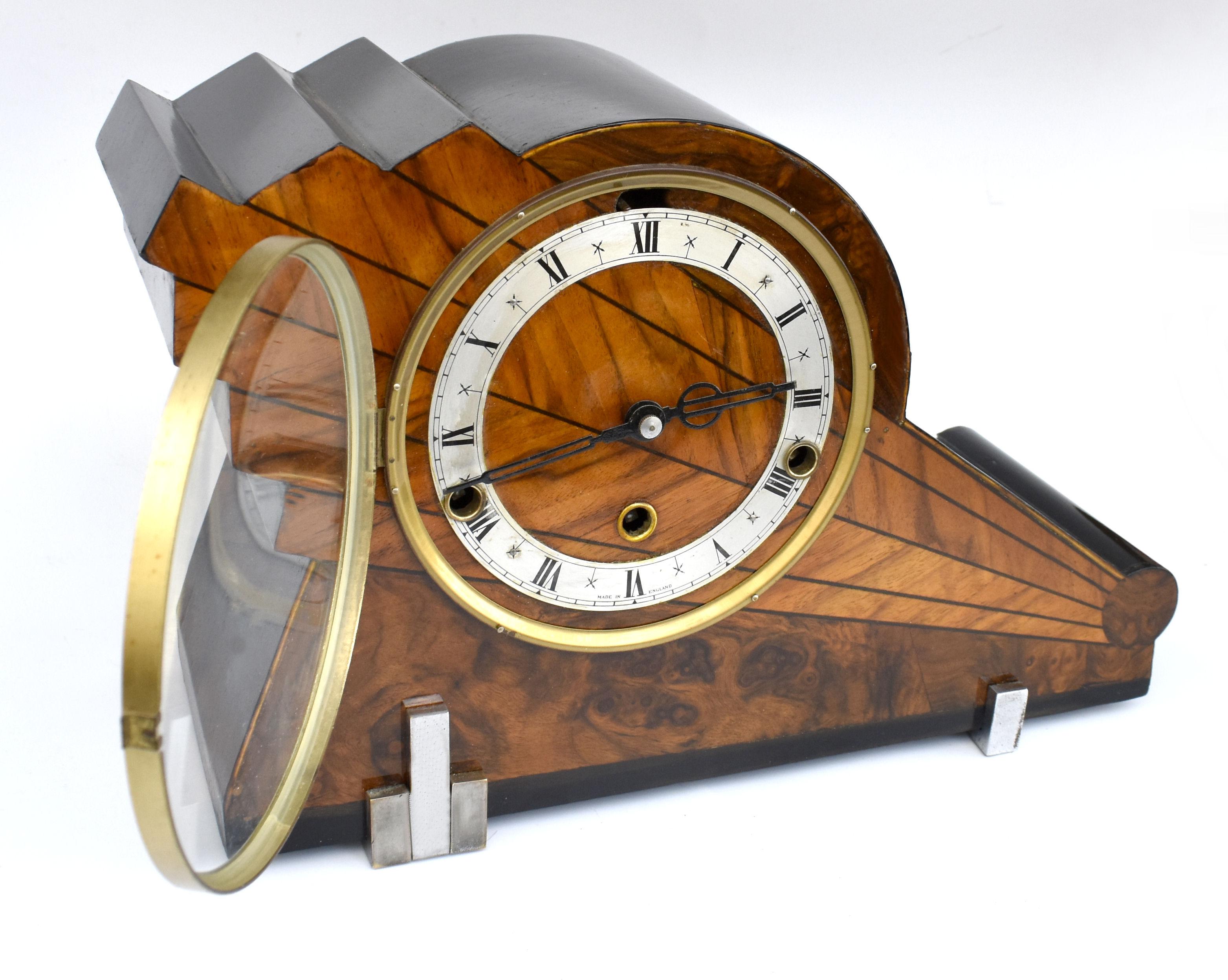 English Art Deco Westminster Chime Mantle Clock, c1930