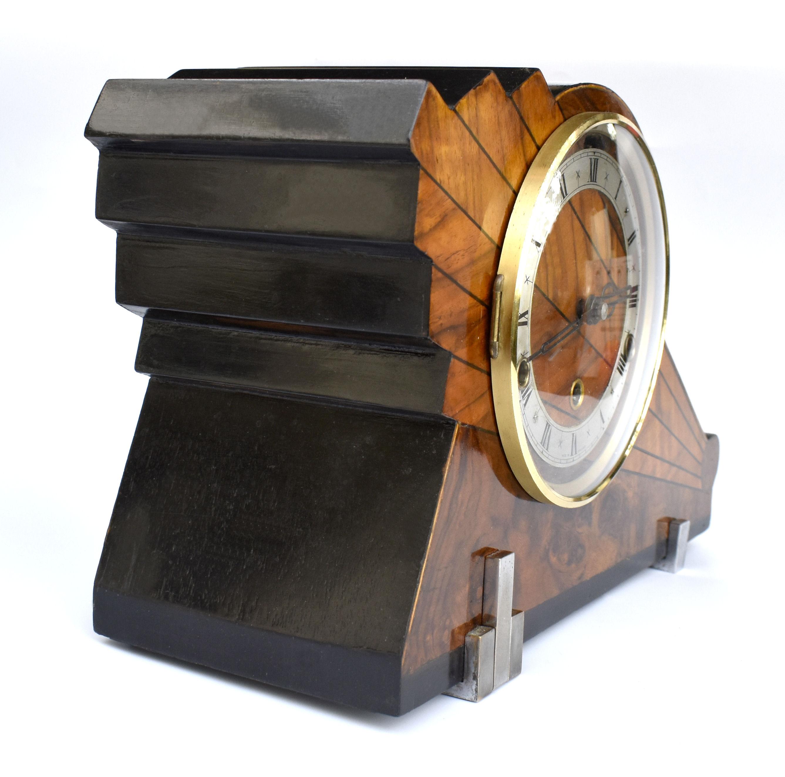 Brass Art Deco Westminster Chime Mantle Clock, c1930
