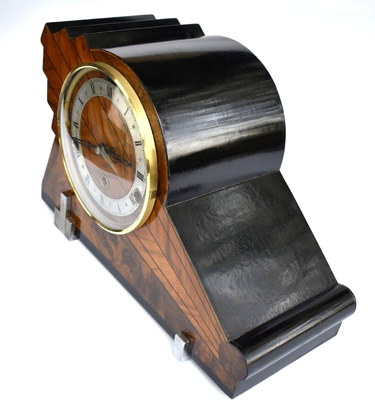 Brass Art Deco Westminster Chime Mantle Clock, English, c1930 For Sale