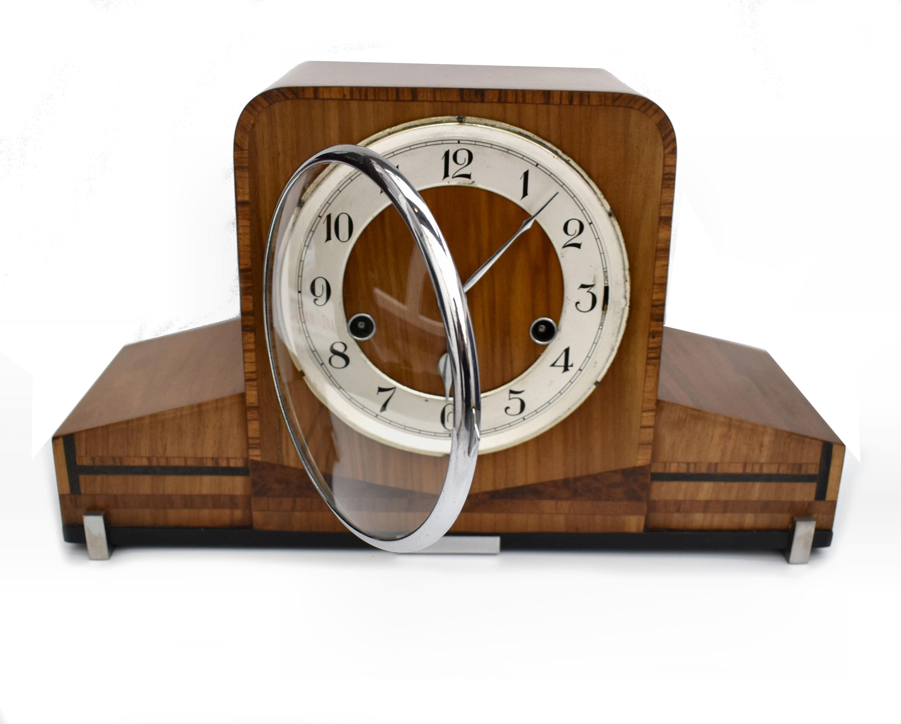 Art Deco Westminster Chime Mantle Clock, Haller, c1930 In Good Condition In Devon, England