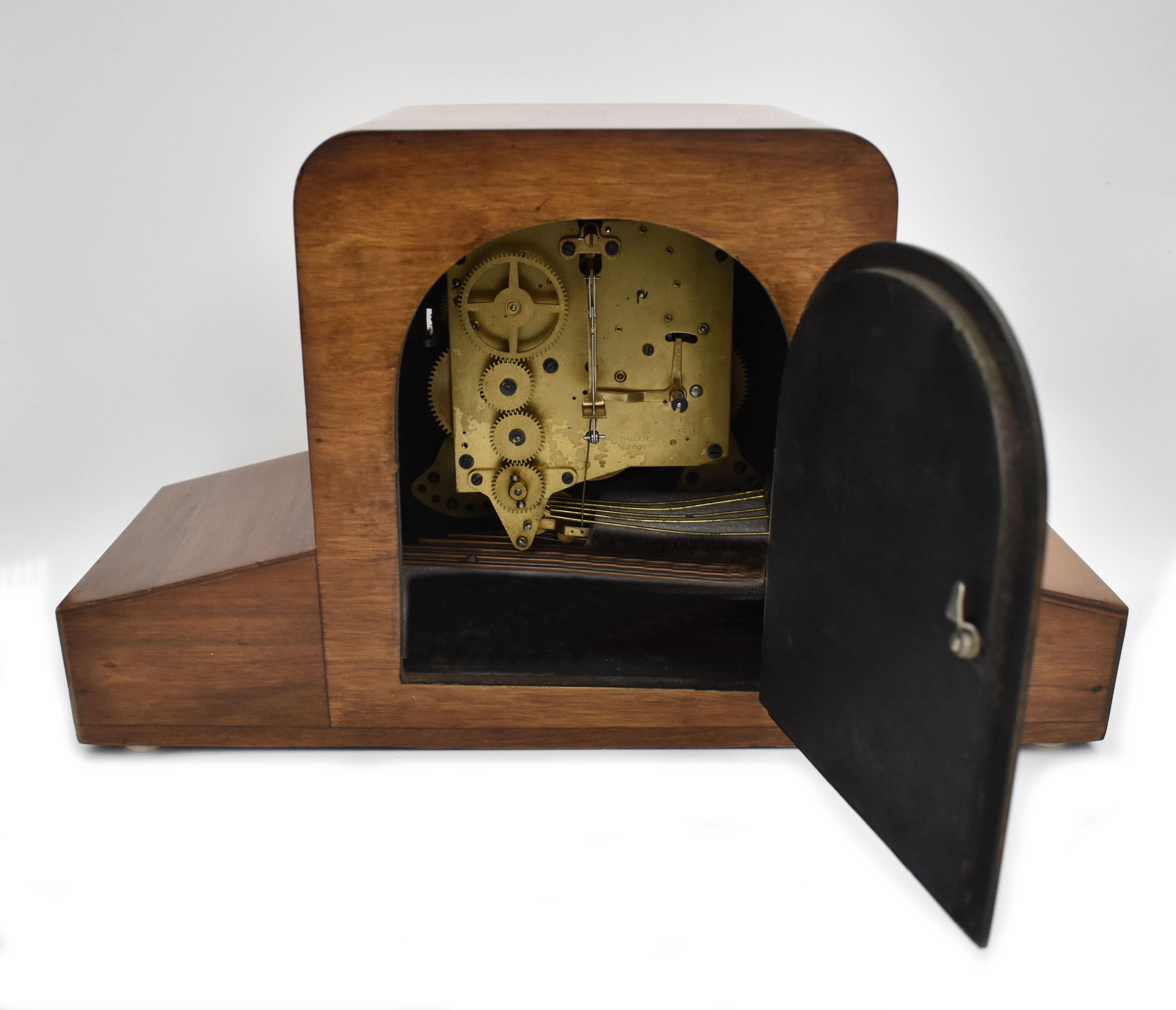 Art Deco Westminster Chime Mantle Clock, Haller, c1930 4