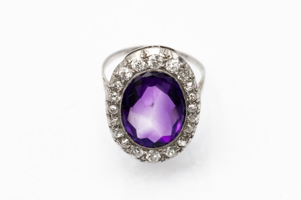 Art Deco WG Imprssive Amethyst Ring circa 1930. In Good Condition In Chorzów, PL