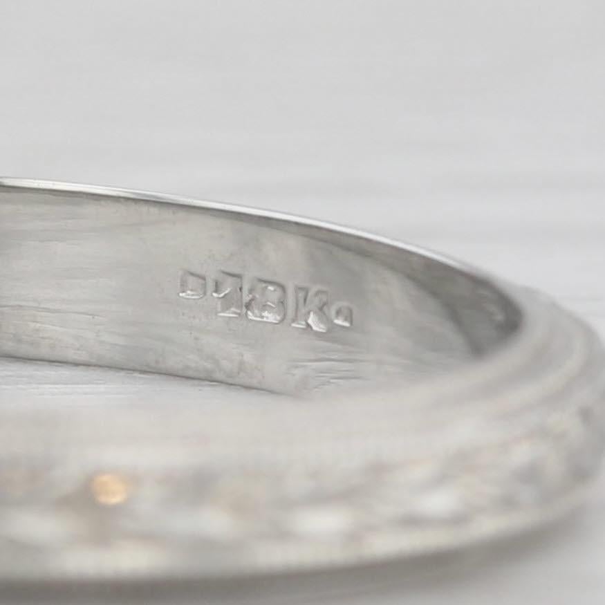 Art Deco Weizen geätzt Band 18k Weißgold Größe 11,25 Ehering im Zustand „Gut“ im Angebot in McLeansville, NC
