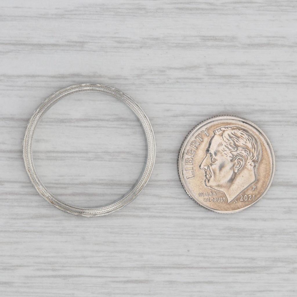 Art Deco Weizen geätzt Band 18k Weißgold Größe 11,25 Ehering im Angebot 2