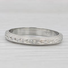 Bague de mariage Art déco en or blanc 18 carats gravée en forme de blé, taille 11,25