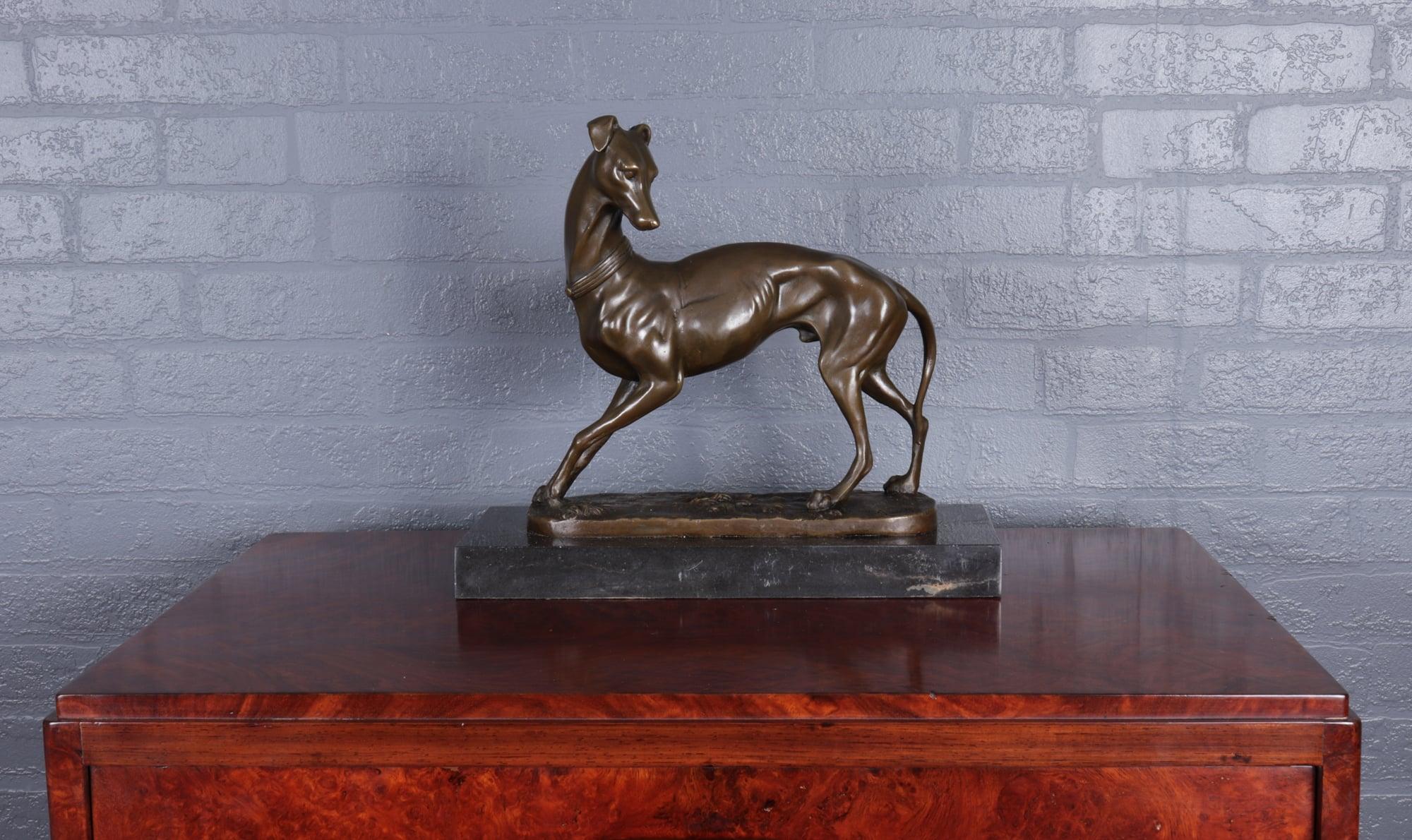 Art Deco Whippet Sculpture in Bronze by Bayre For Sale 7