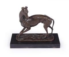 Art Deco Whippet Sculpture in Bronze by Bayre