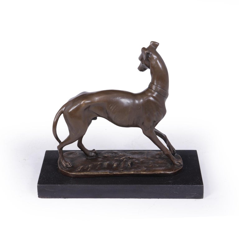 Art Deco Whippet Sculpture in Bronze by Bayre In Excellent Condition For Sale In Paddock Wood Tonbridge, GB