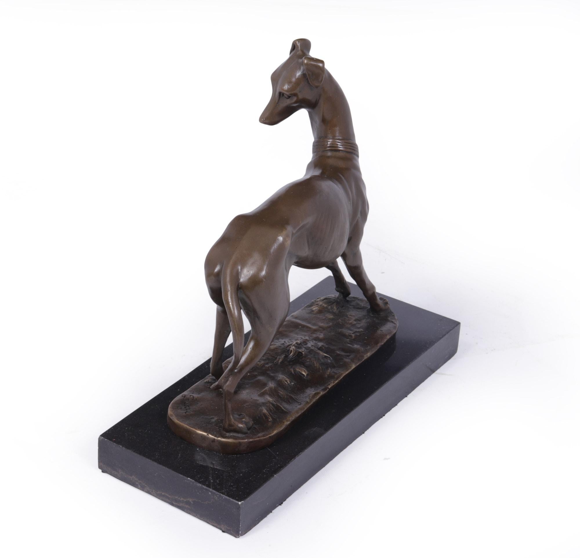 Late 19th Century Art Deco Whippet Sculpture in Bronze by Bayre For Sale