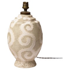 Art deco white 20th century abstract ceramic table lamp style Jean Besnard 1930