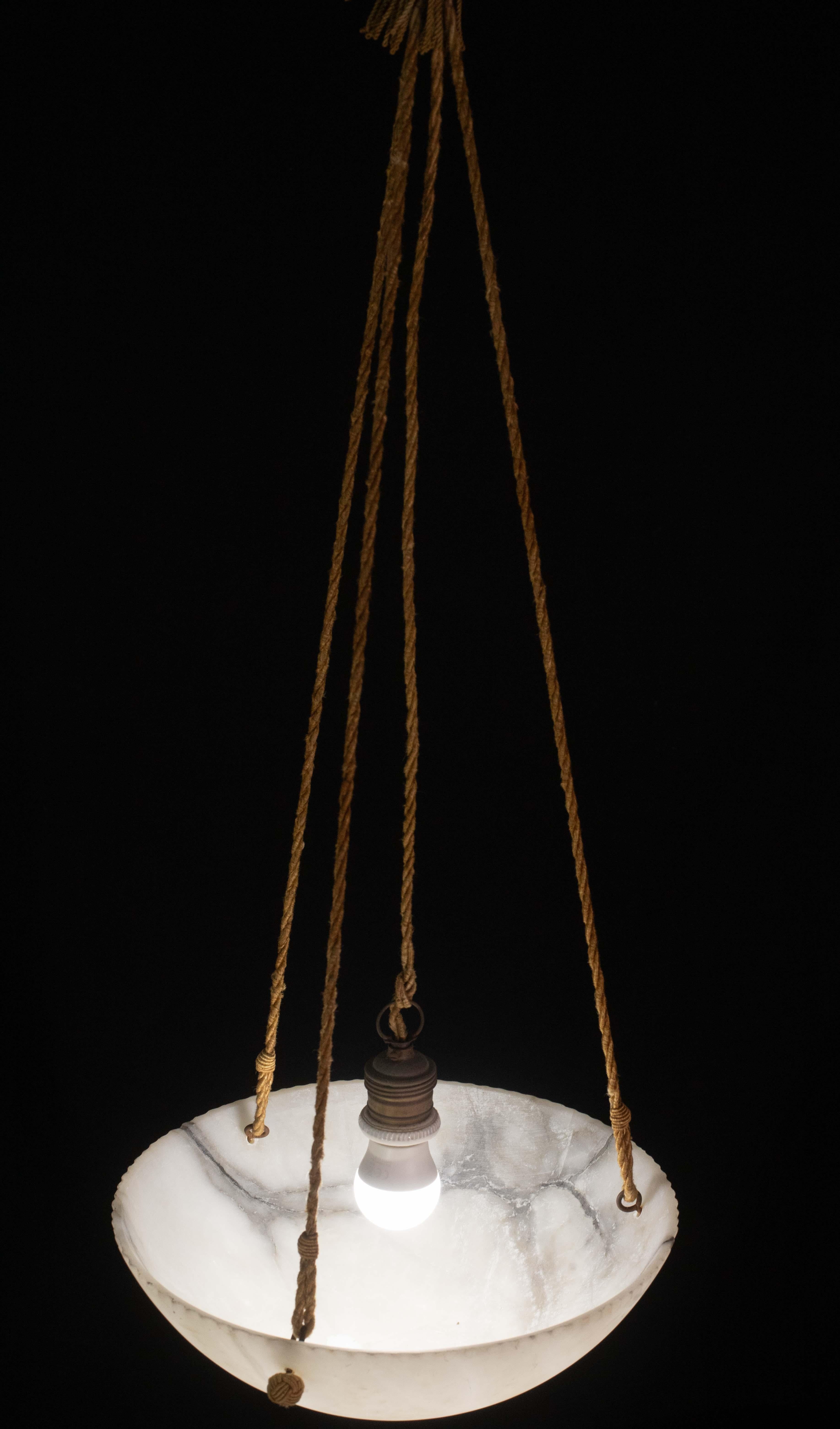 Lampadario Art Deco White Albaster, anni '1940 in vendita 3