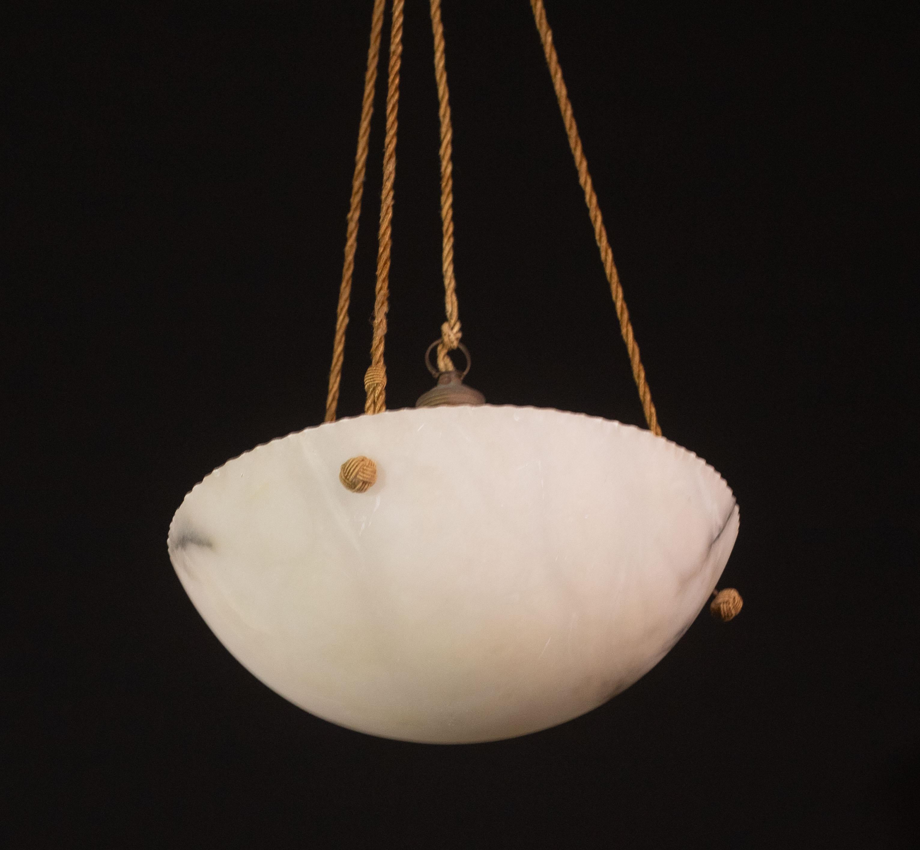 Lampadario Art Deco White Albaster, anni '1940 in vendita 8