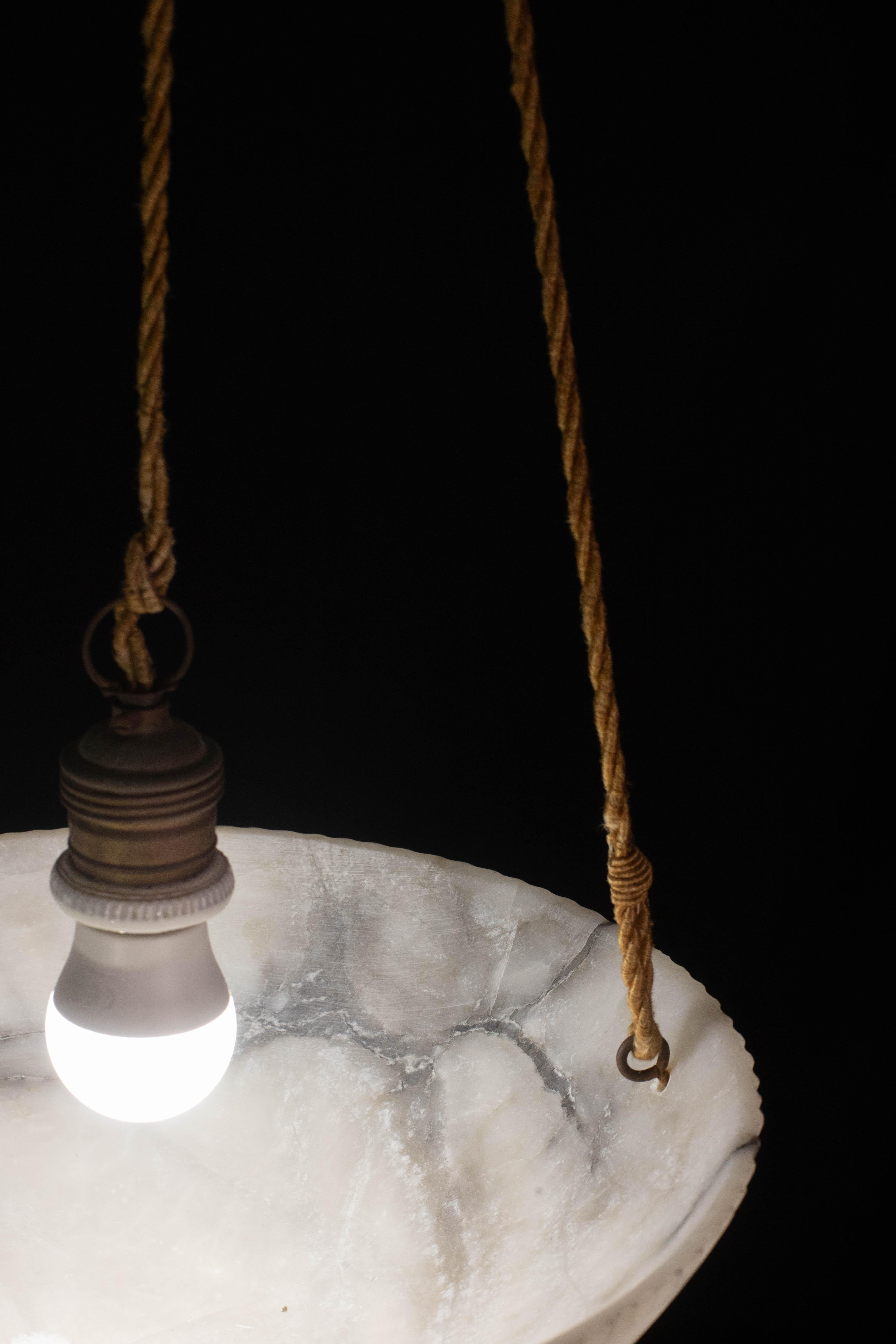 Lampadario Art Deco White Albaster, anni '1940 in vendita 1