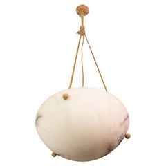 Art Deco White Albaster Chandelier, 1940s