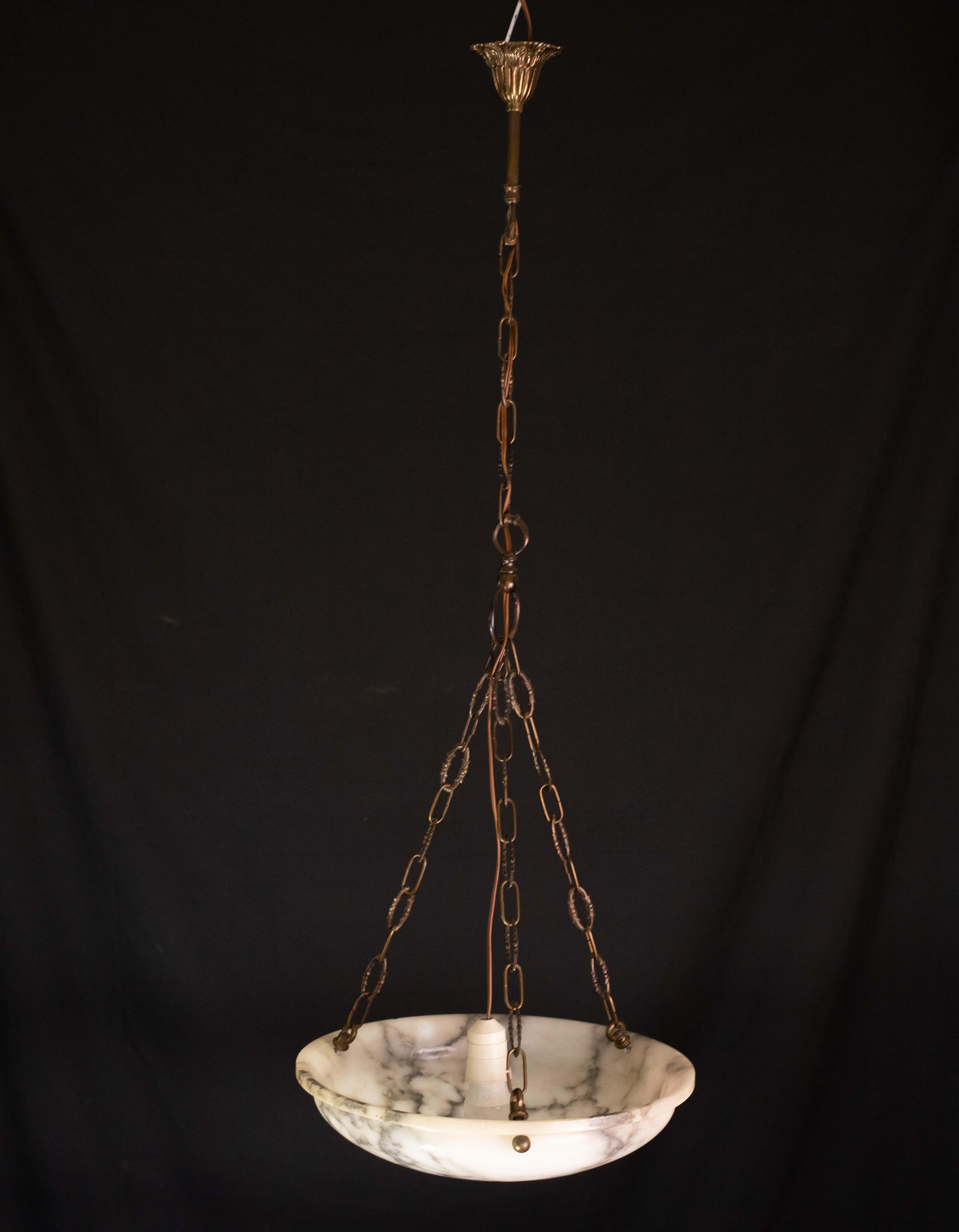 Weißer Alabaster-Kronleuchter im Art déco-Stil, 1950er Jahre im Angebot 5