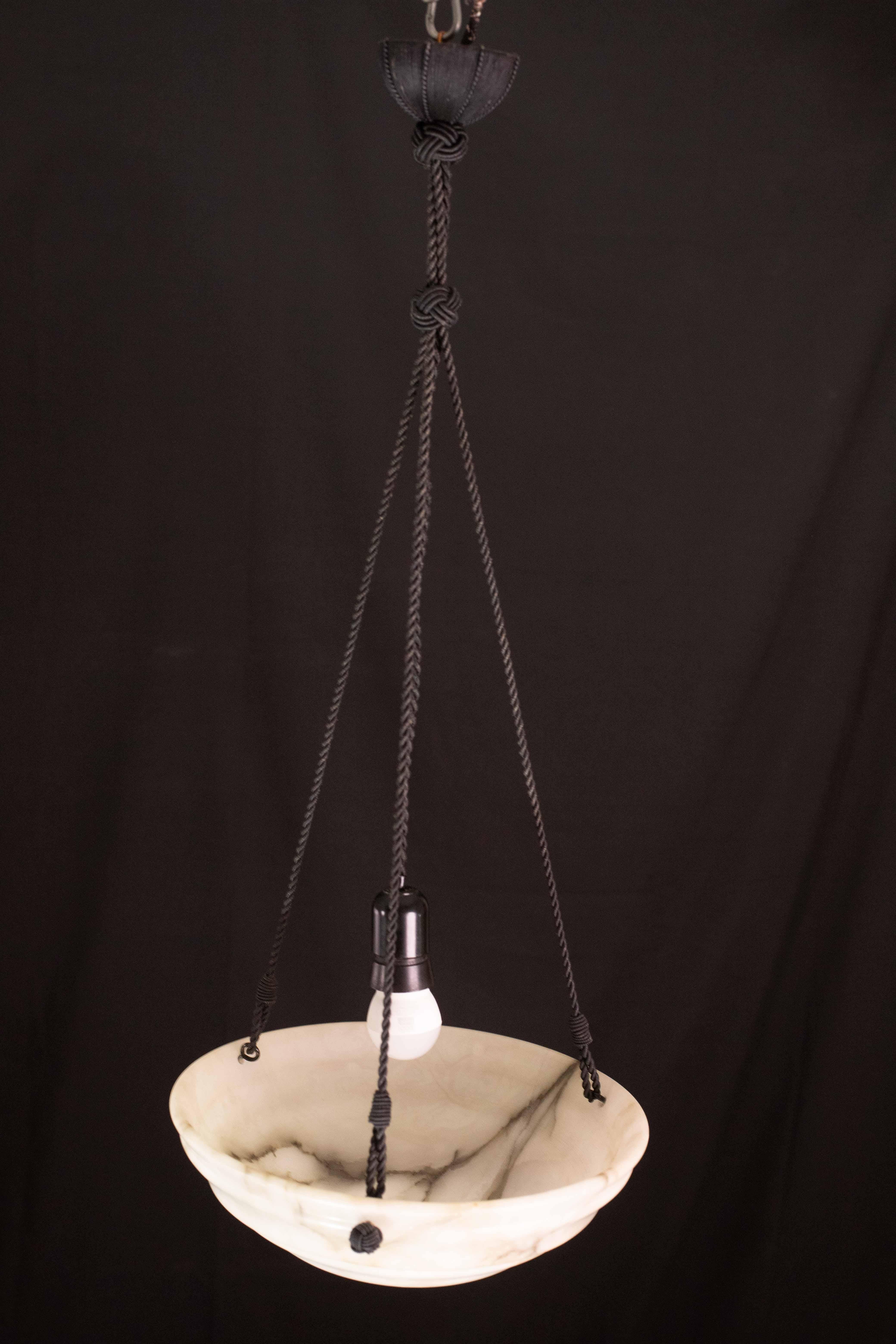 Weißer Alabaster-Kronleuchter im Art déco-Stil, 1950er Jahre im Angebot 5