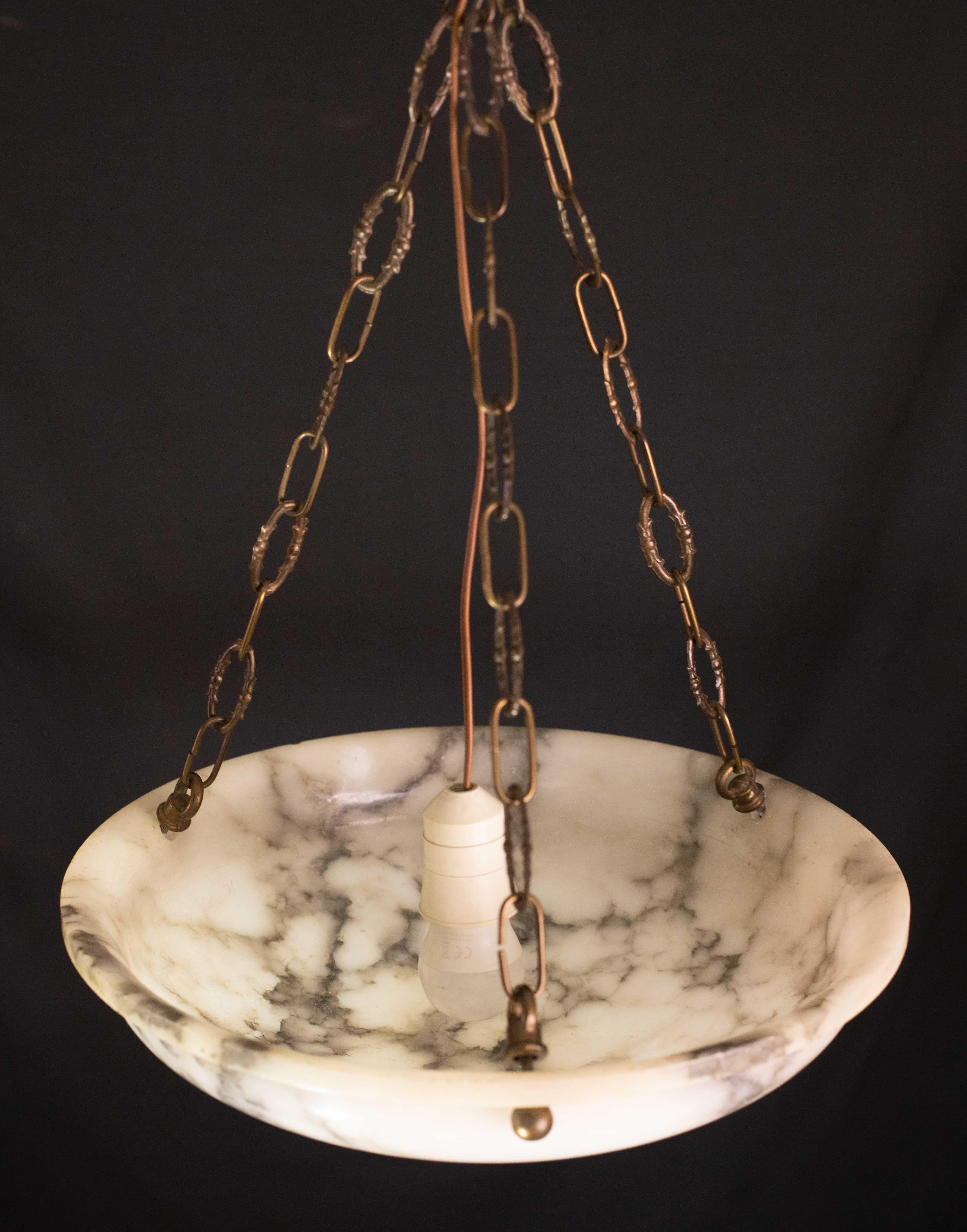 Weißer Alabaster-Kronleuchter im Art déco-Stil, 1950er Jahre im Angebot 6