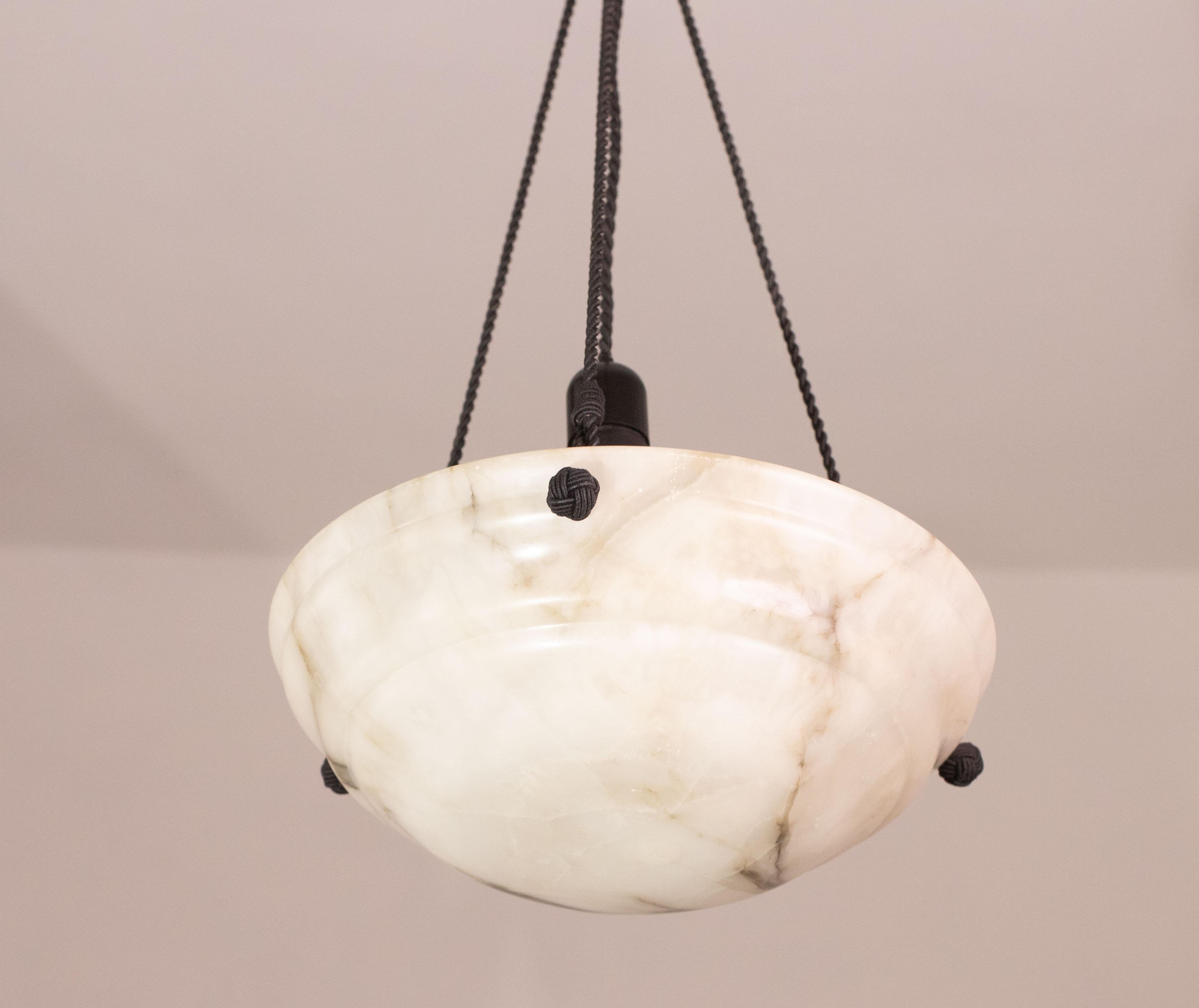 Weißer Alabaster-Kronleuchter im Art déco-Stil, 1950er Jahre im Angebot 6