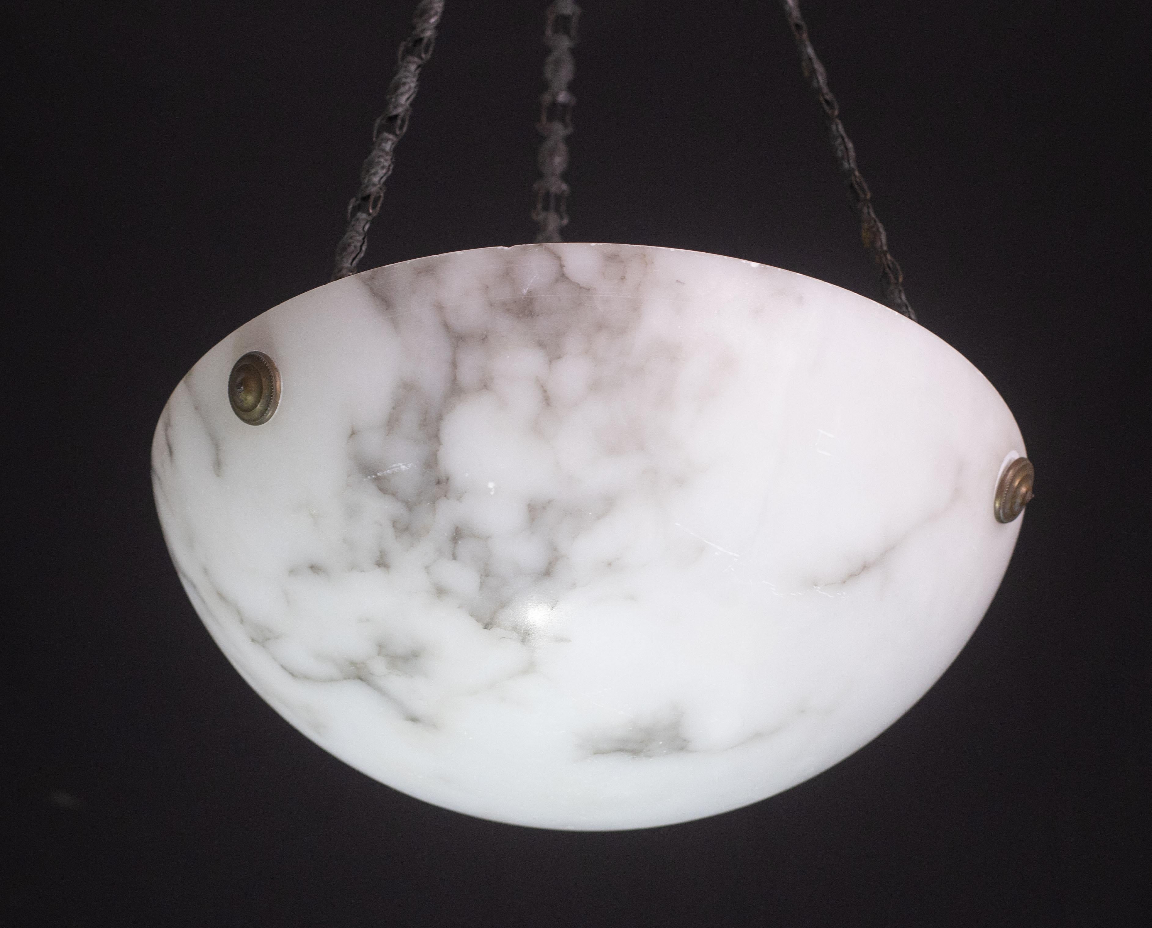 Lampadario Art Deco White Albaster, anni '1950 in vendita 6