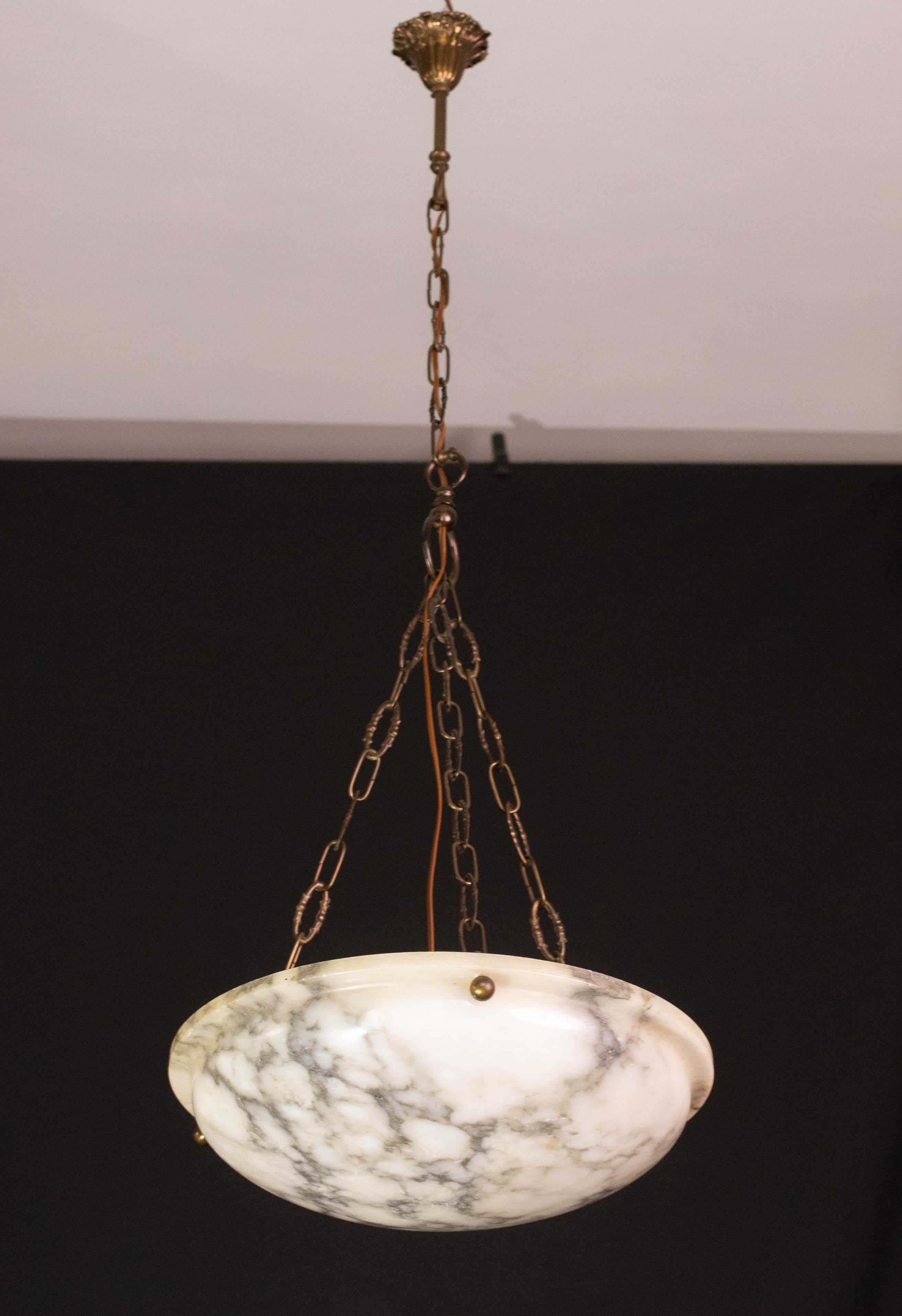 Weißer Alabaster-Kronleuchter im Art déco-Stil, 1950er Jahre im Angebot 7
