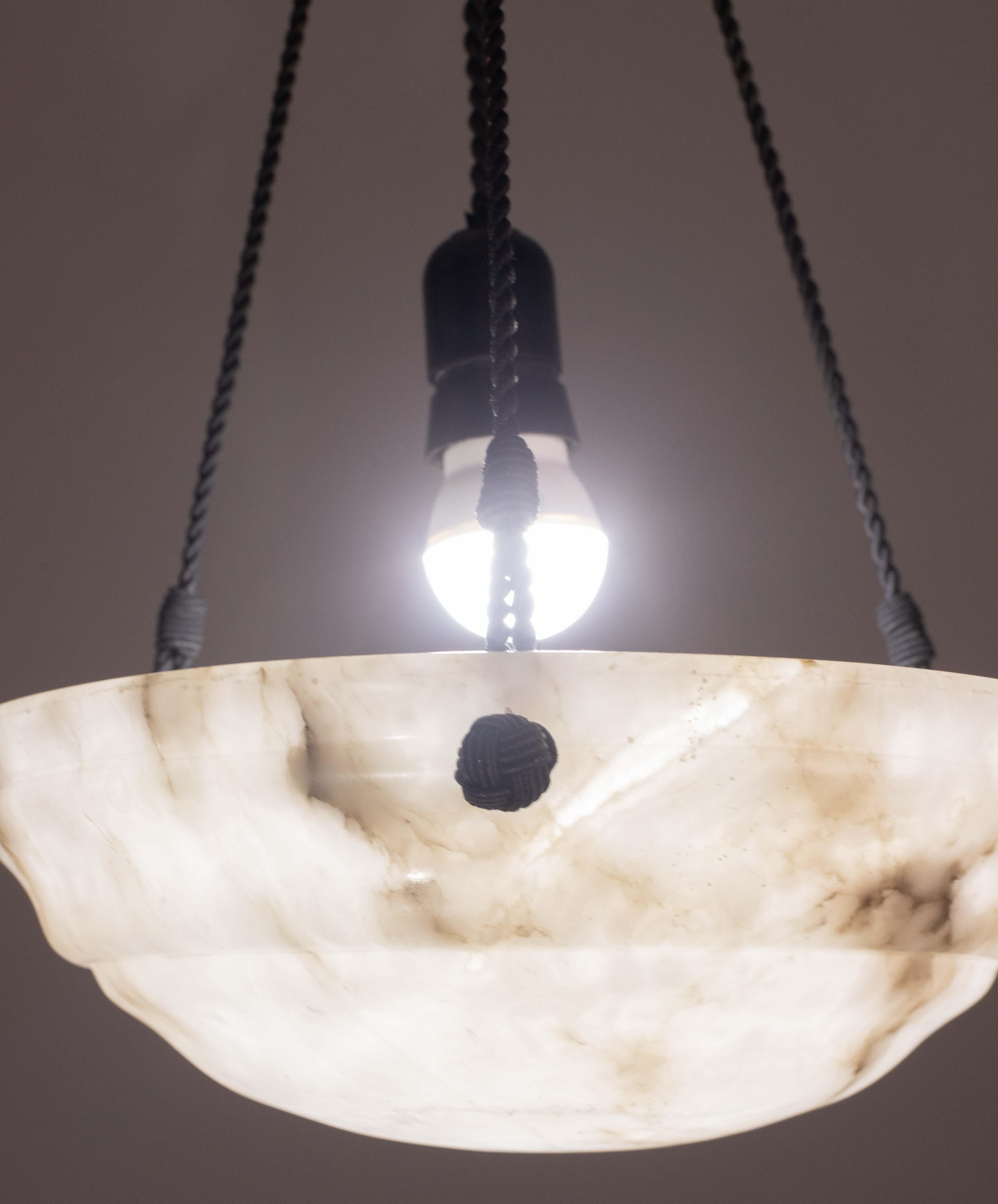 Weißer Alabaster-Kronleuchter im Art déco-Stil, 1950er Jahre im Angebot 8